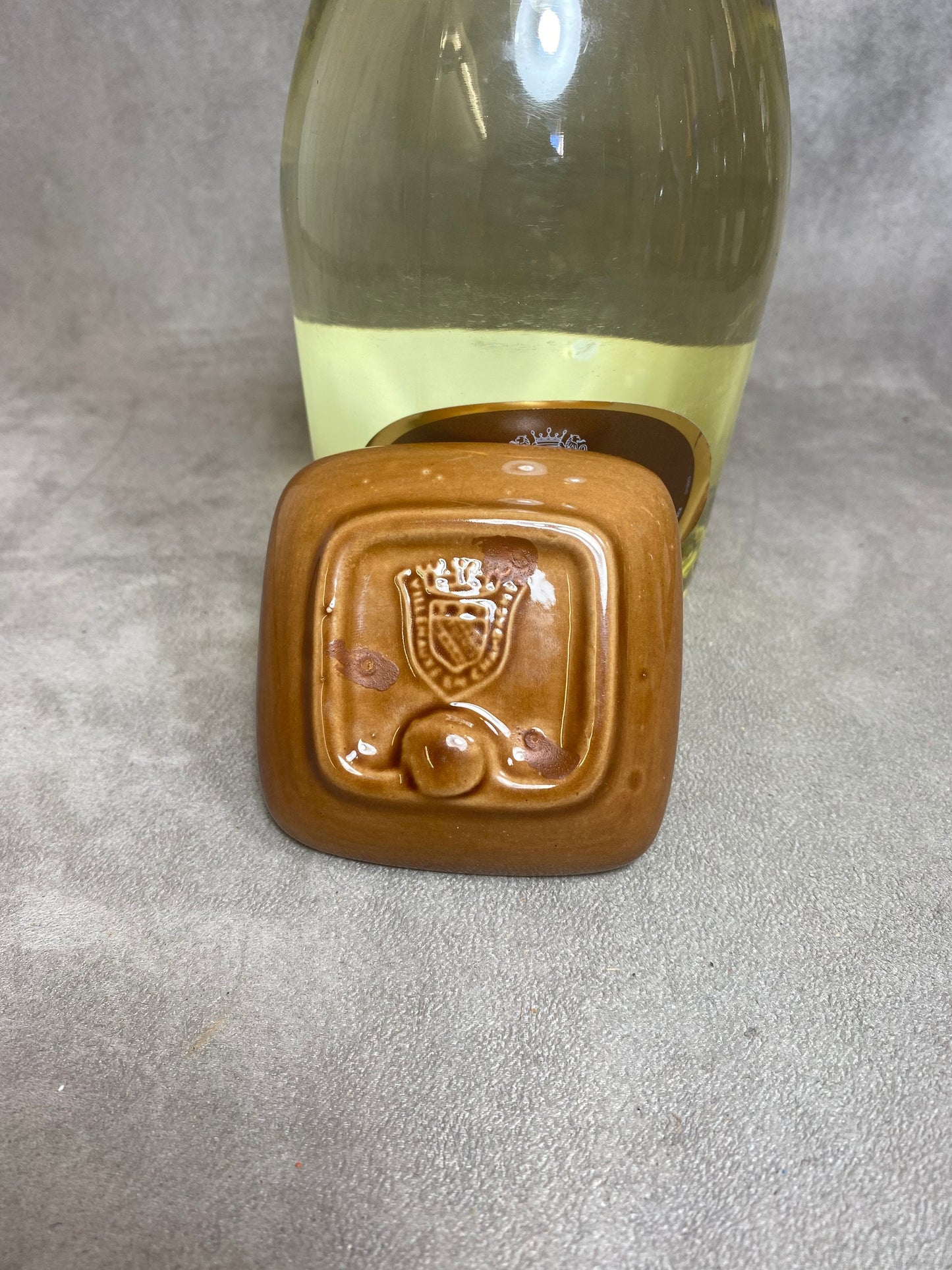 Ruinart cendrier en céramique marron vintage, Champagne français, Cadeau Champagne Made in France