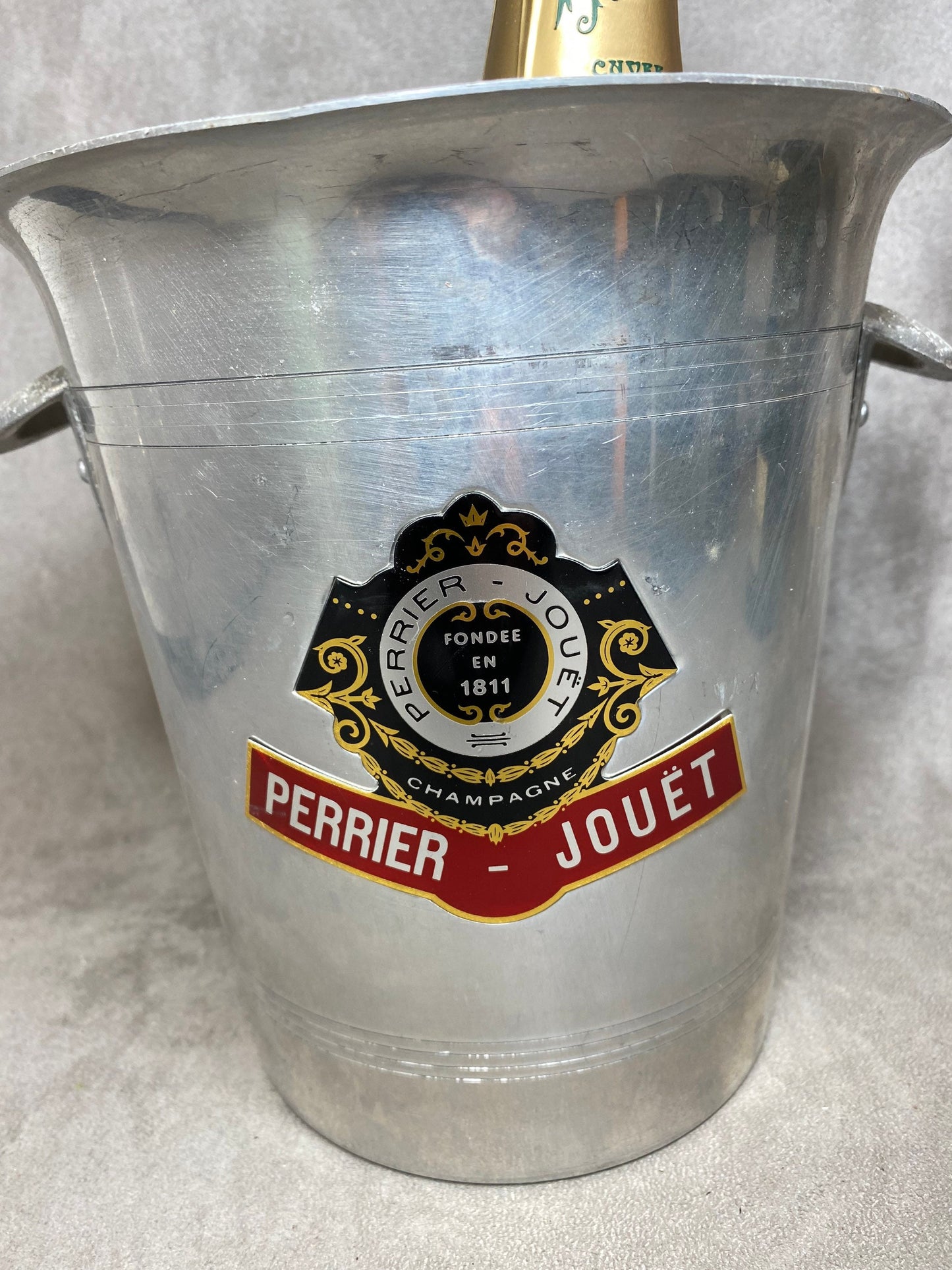 RARE Perrier-Jouet Belle époque Seau à champagne vintage en aluminium vintage made in France Années 1980