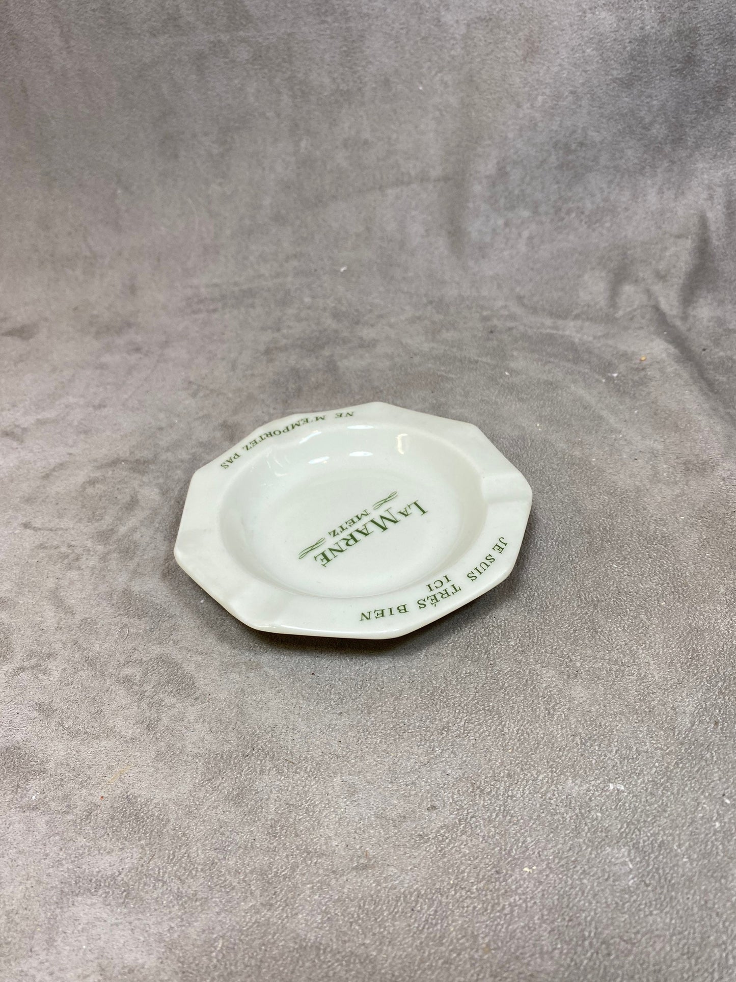 Limoges Porzellan Werbeaschenbecher von L.Bernardaud & Co, La Marne Metz, Made in France, Vintage 1980