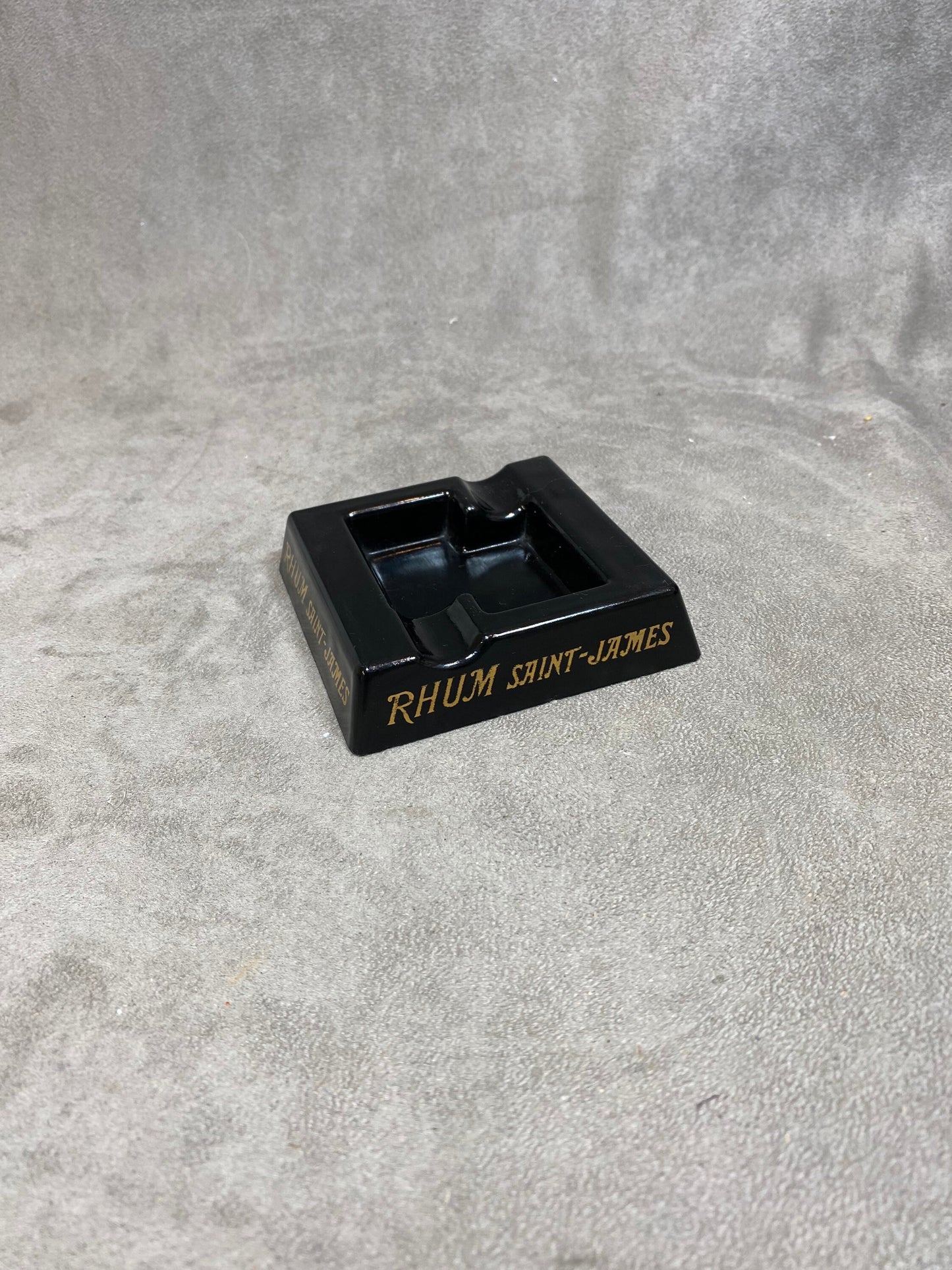Vintage Saint James Rum Black Glass Ashtray Made in France