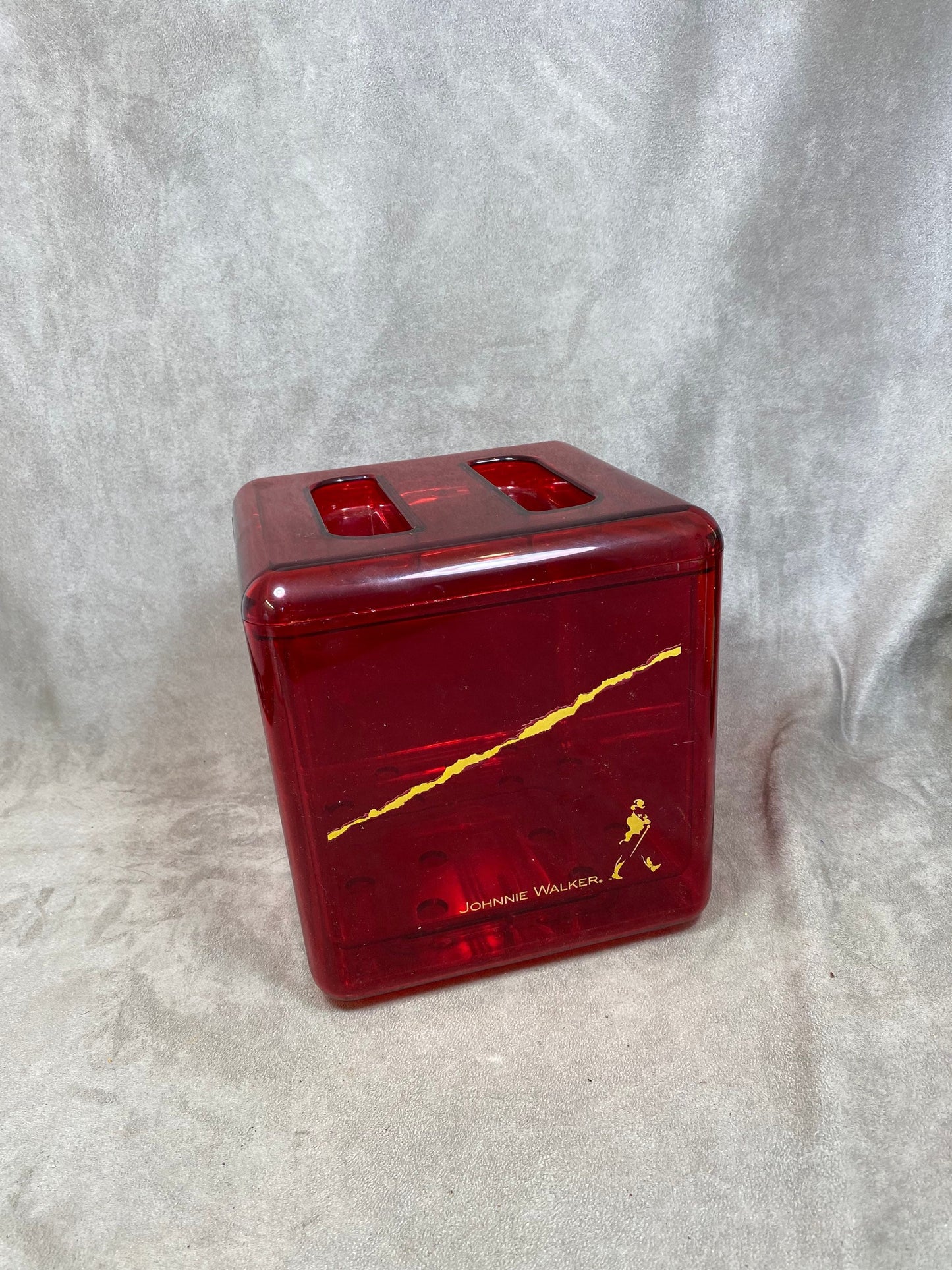 Seau à glace Johnnie Walker en plastique rouge vintage retro Années 1980 Made in England