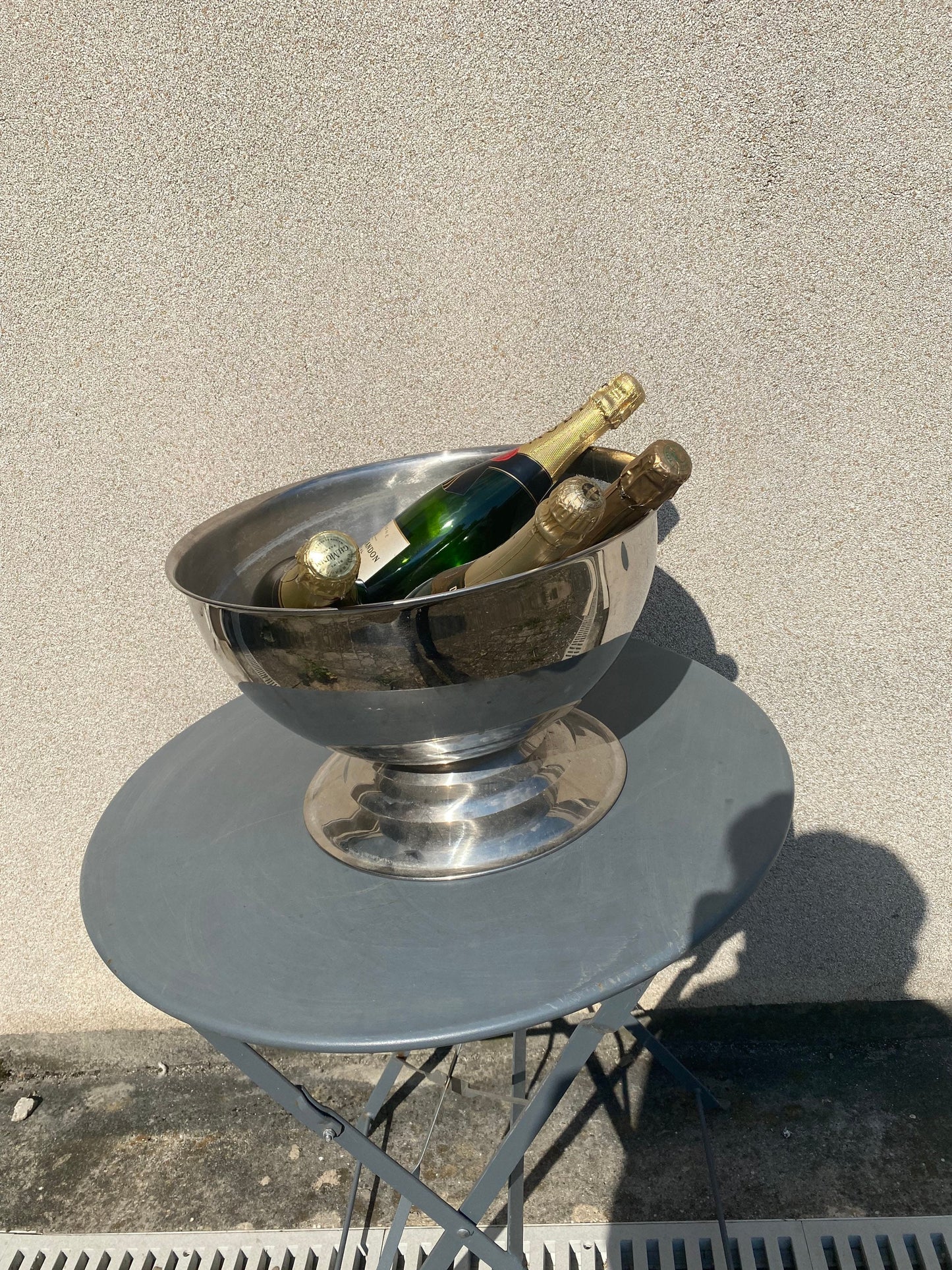 Seau vasque à champagne en inox Made in France Vintage 1990