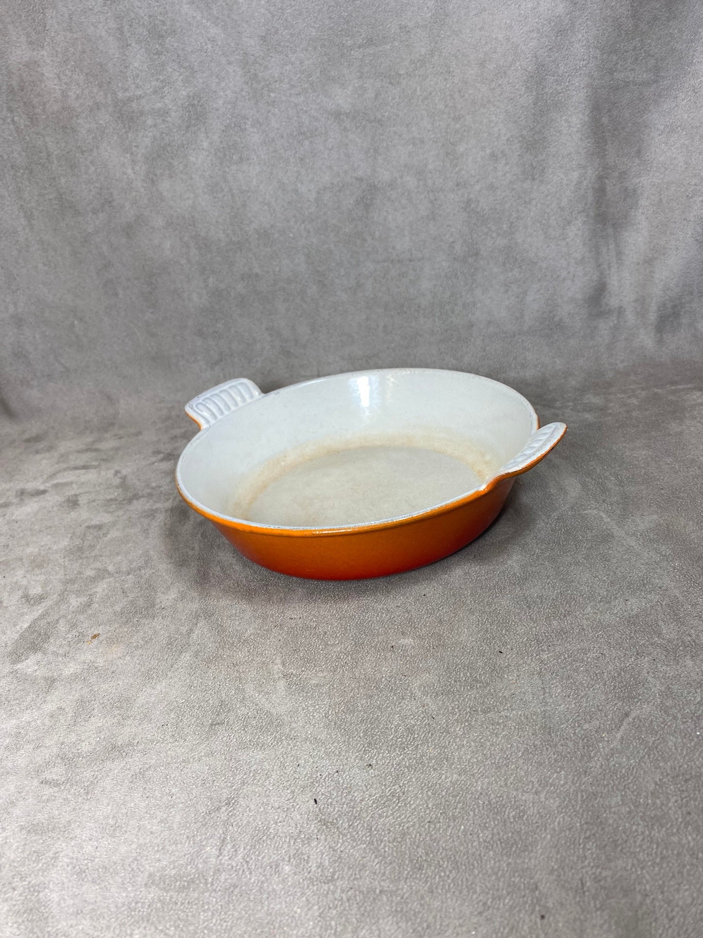 Plat en fonte orange Le Creuset vintage Made in France Années 1980