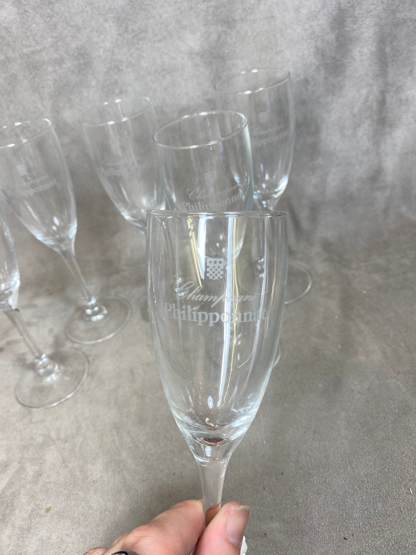 Lot de 6 Flûtes Philipponnat en verre vintage made in France Années 1970