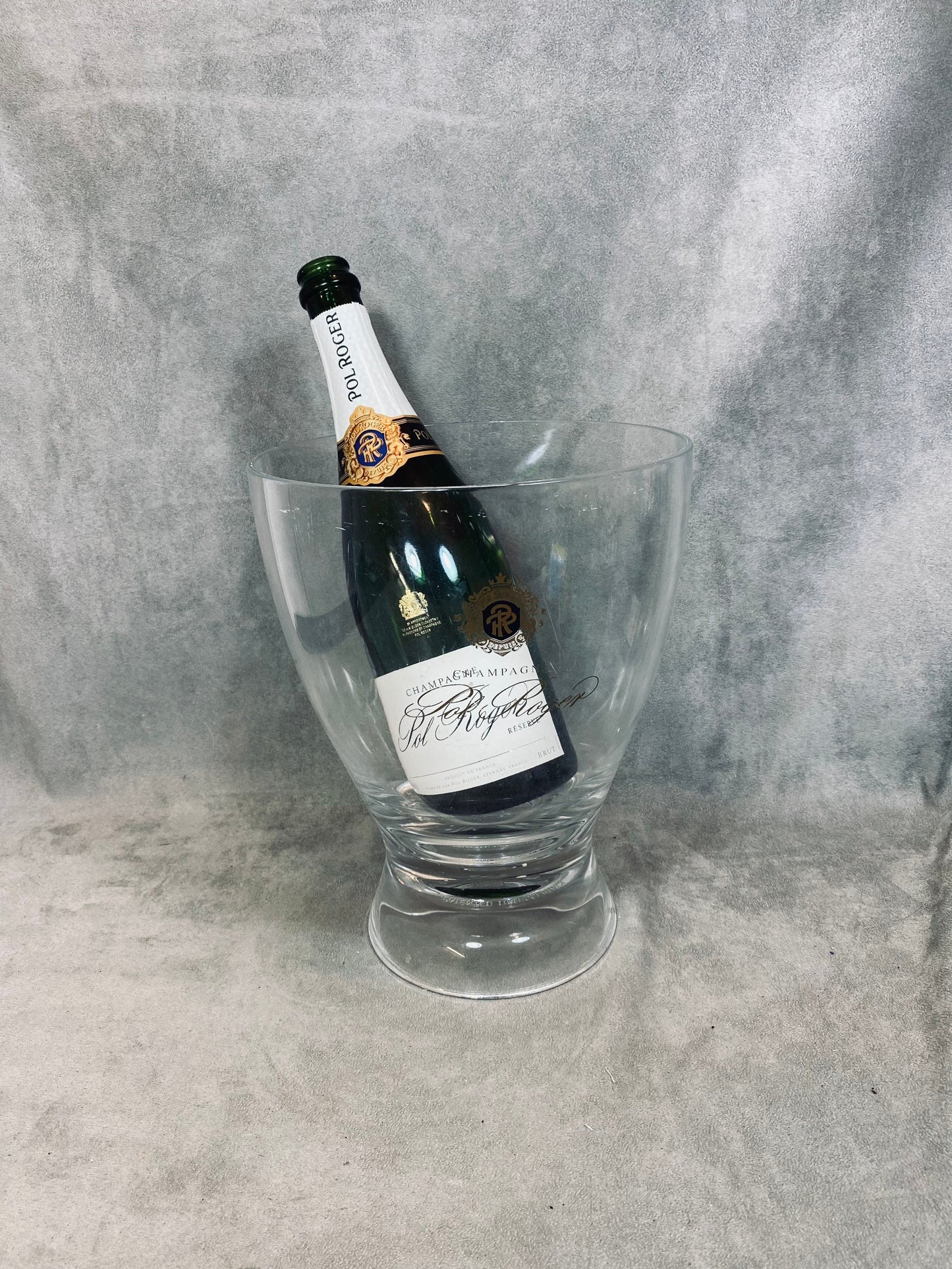 Seau à champagne Pol Roger en plastique transparent Made in Italy Années 1980