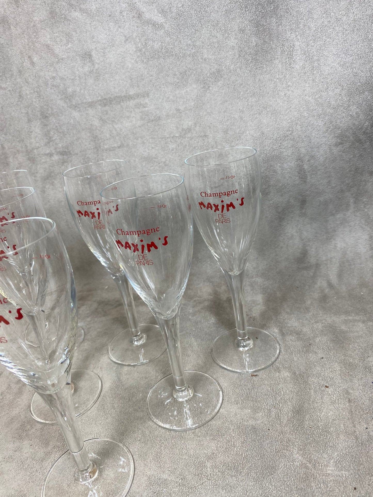 Set mit 6 Champagnerflöten aus Lehman Reims-Kristall für Maxim's de Paris, 1990er Jahre, hergestellt in Frankreich
