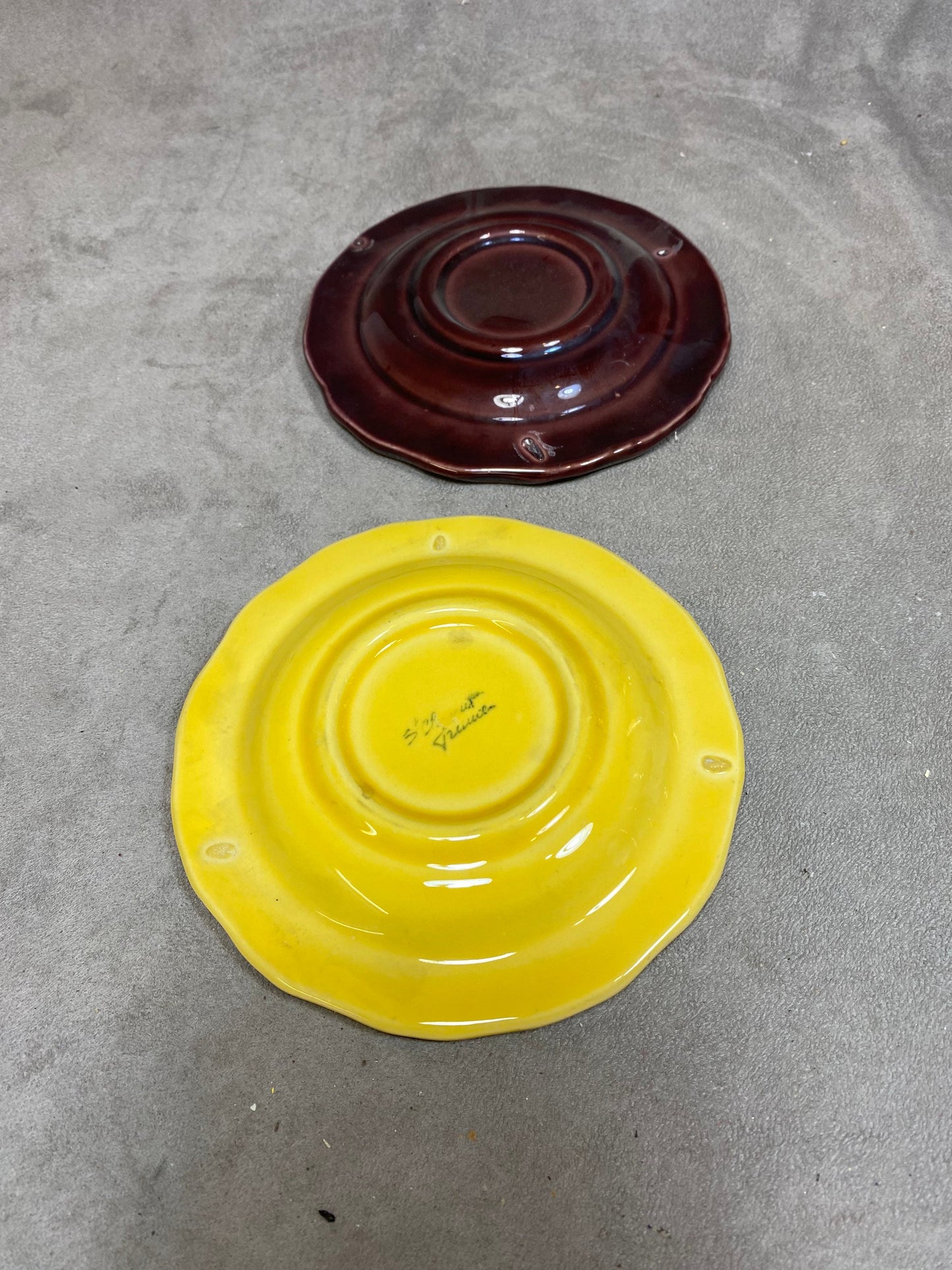 Set of 2 Loto Ashtray brown and yellow ashtray National Lottery in vintage France earthenware