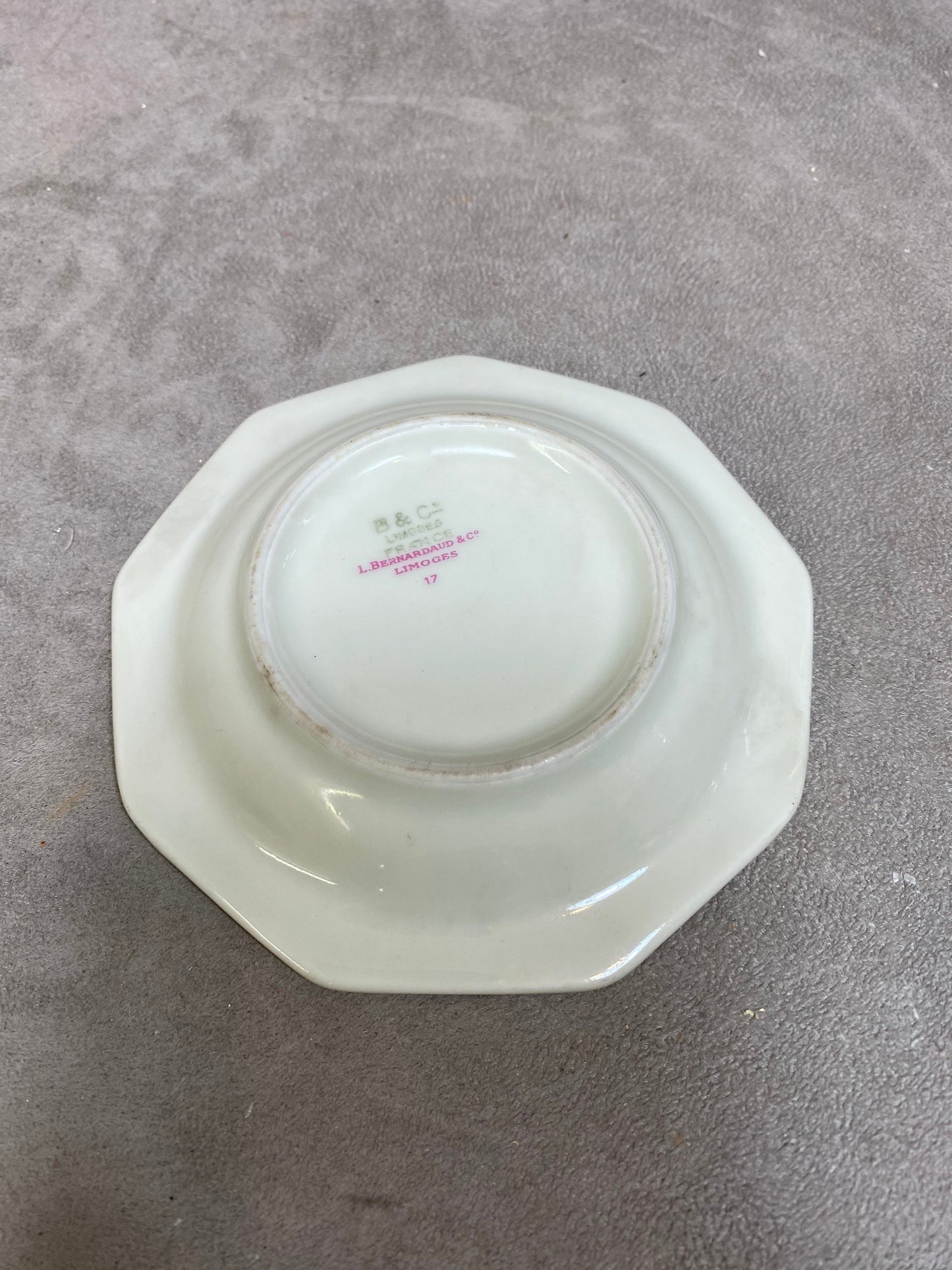 Limoges Porzellan Werbeaschenbecher von L.Bernardaud & Co, La Marne Metz, Made in France, Vintage 1980