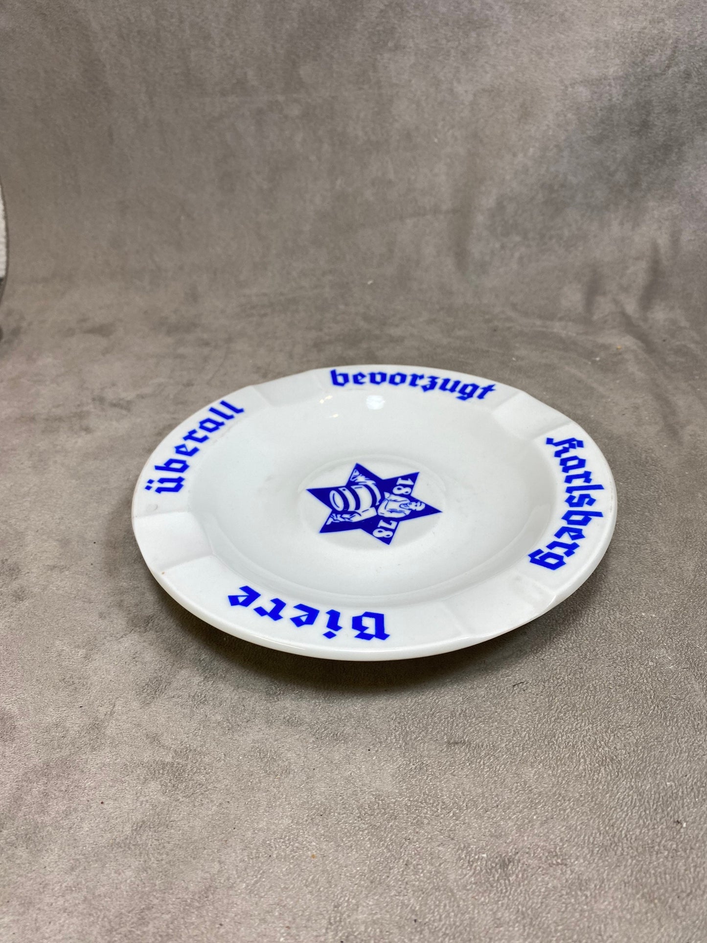 Rastal Porzellan Werbeaschenbecher Fabrikmodell, Karlsberg Bier, Made in Germany, Vintage 1970