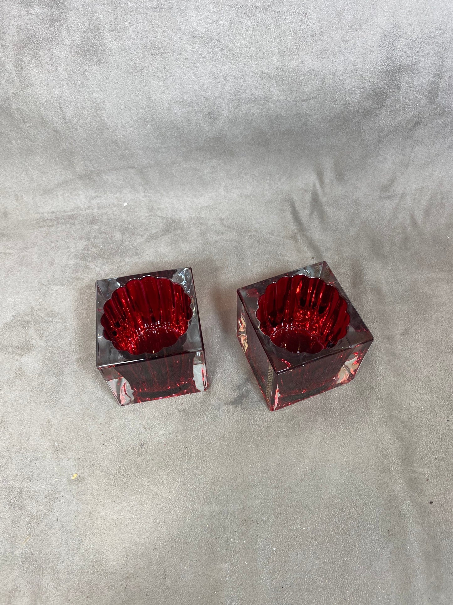 Lot de 2 Photophore Champagne Piper-Heidsieck en verre rouge vintage Made in France