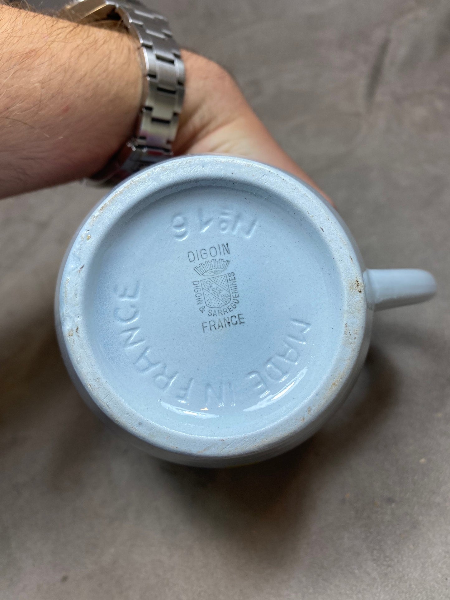 Marie Brizard Vintage Blue Ceramic Water Jug Made in France