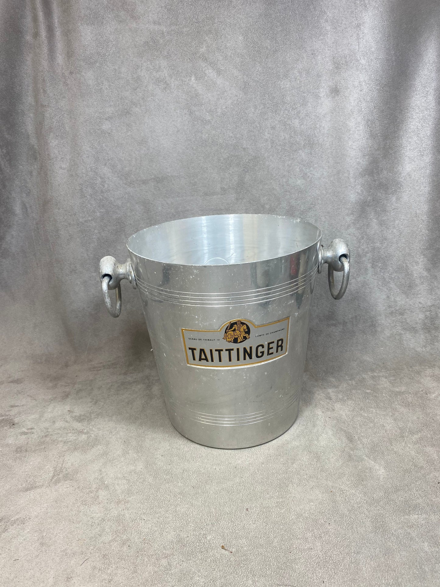 Seau à champagne Taittinger en métal vintage Made in France
