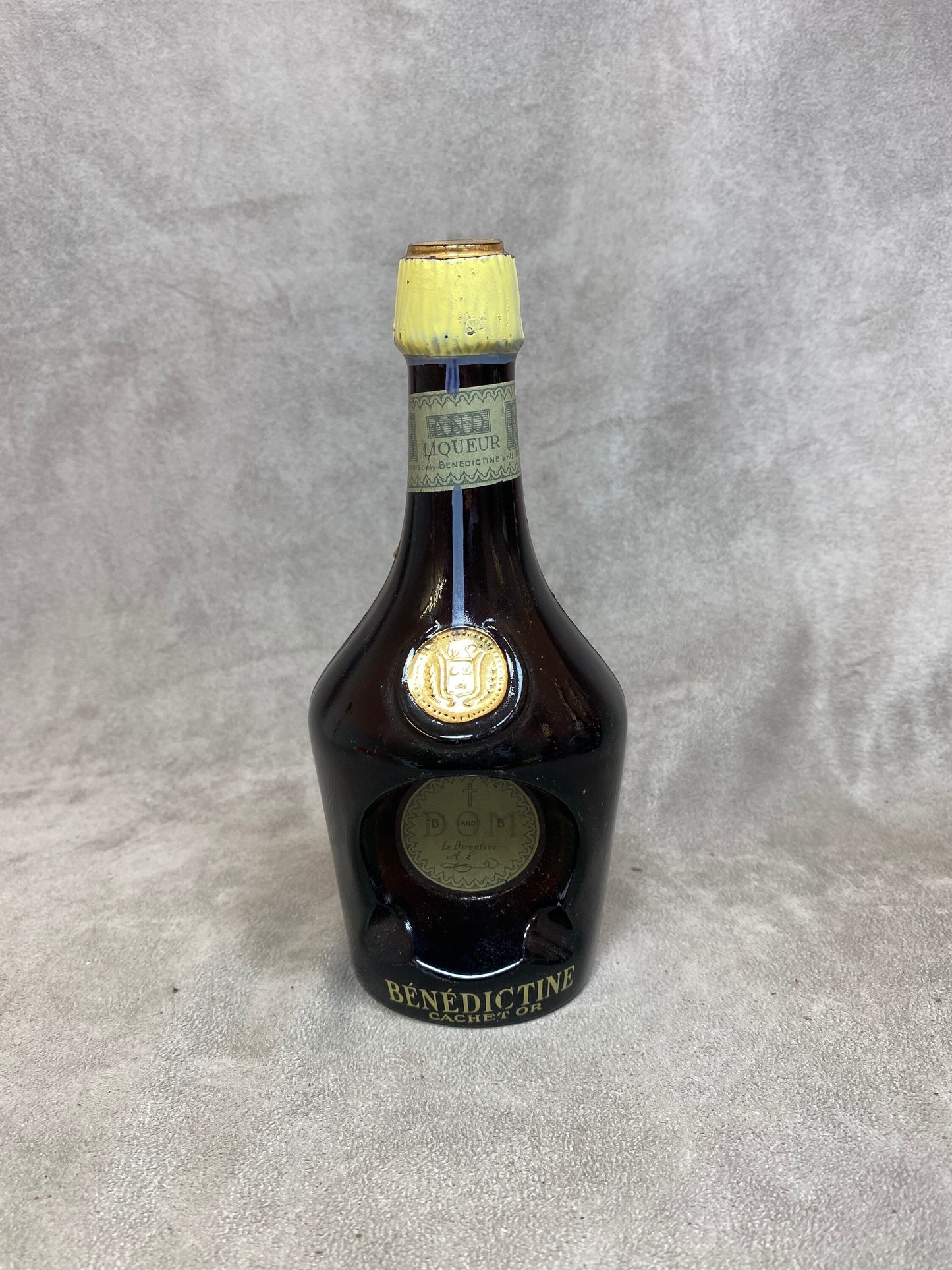 Werbe-Aschenbecher-Glasflasche, DOM Bénédictine Likör, von Manier Blagny, Made in France, Vintage 1970