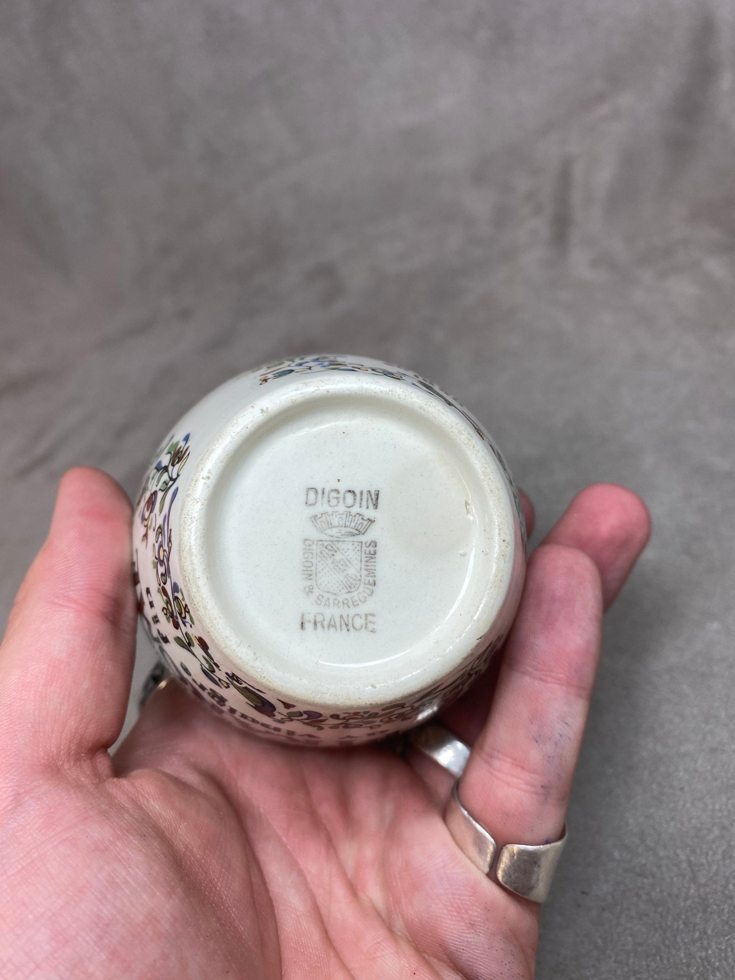 Earthenware Mustard Pot by Digoin & Sarreguemines, Pikarome Mustard with Fine Vinegar, Dagousset Vinegar Pots, Made in France, Vintage 1970