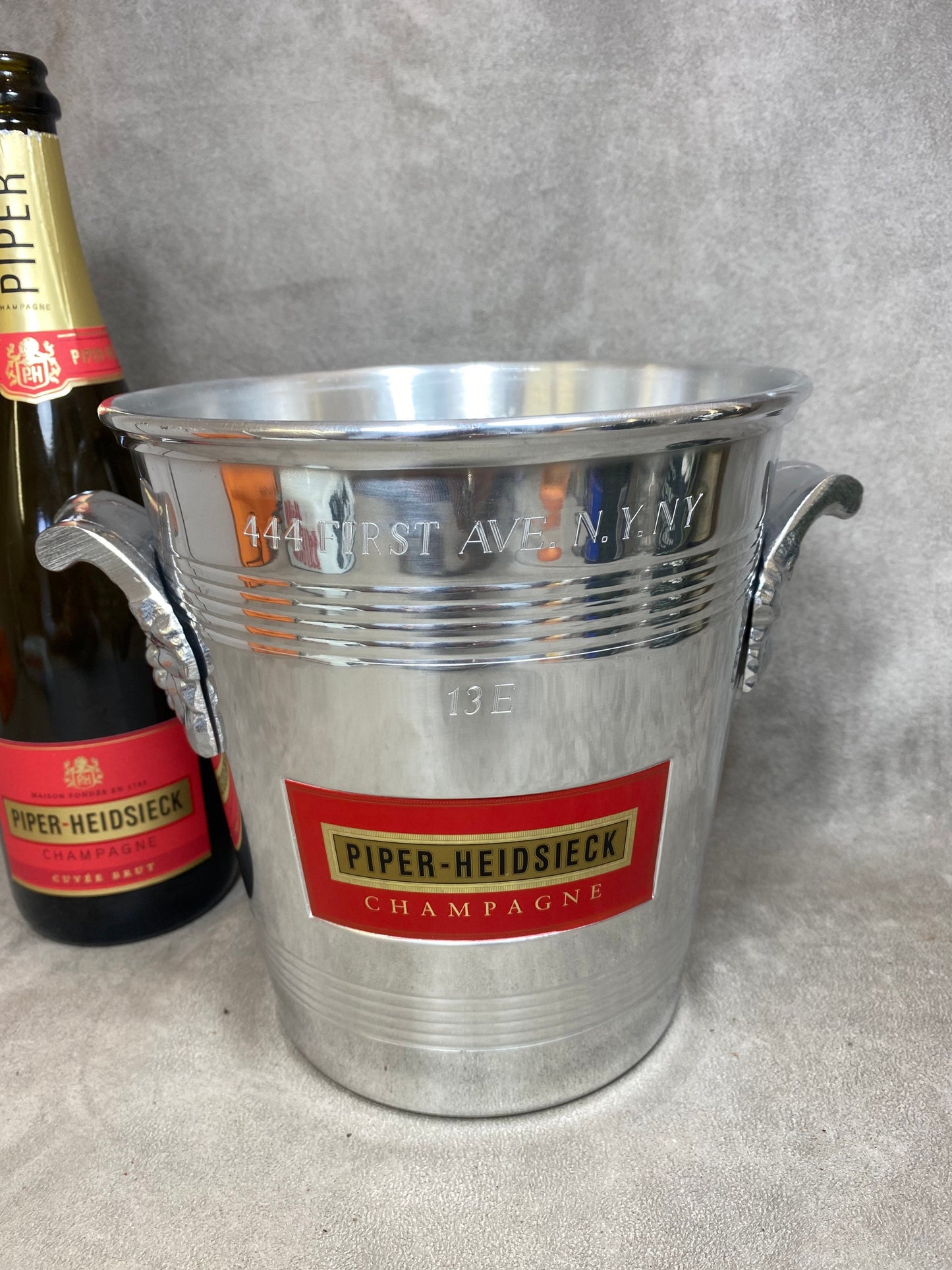 VERY RARE Magnificent vintage Piper-Heidsieck special edition Marylin Monroe aluminum champagne bucket 1970s