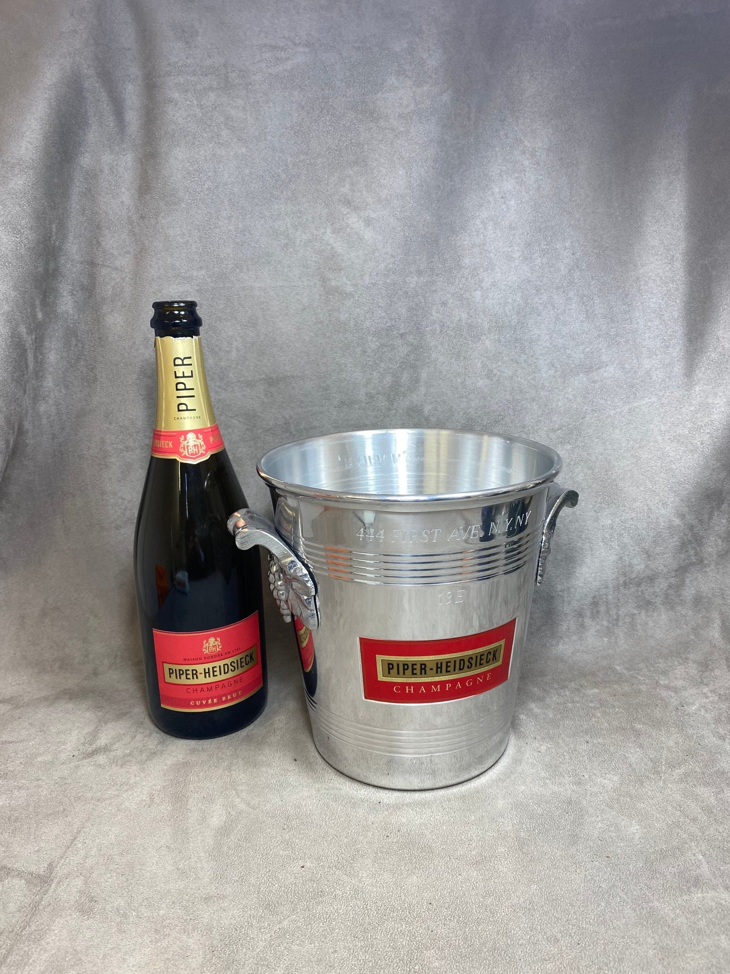 VERY RARE Magnificent vintage Piper-Heidsieck special edition Marylin Monroe aluminum champagne bucket 1970s