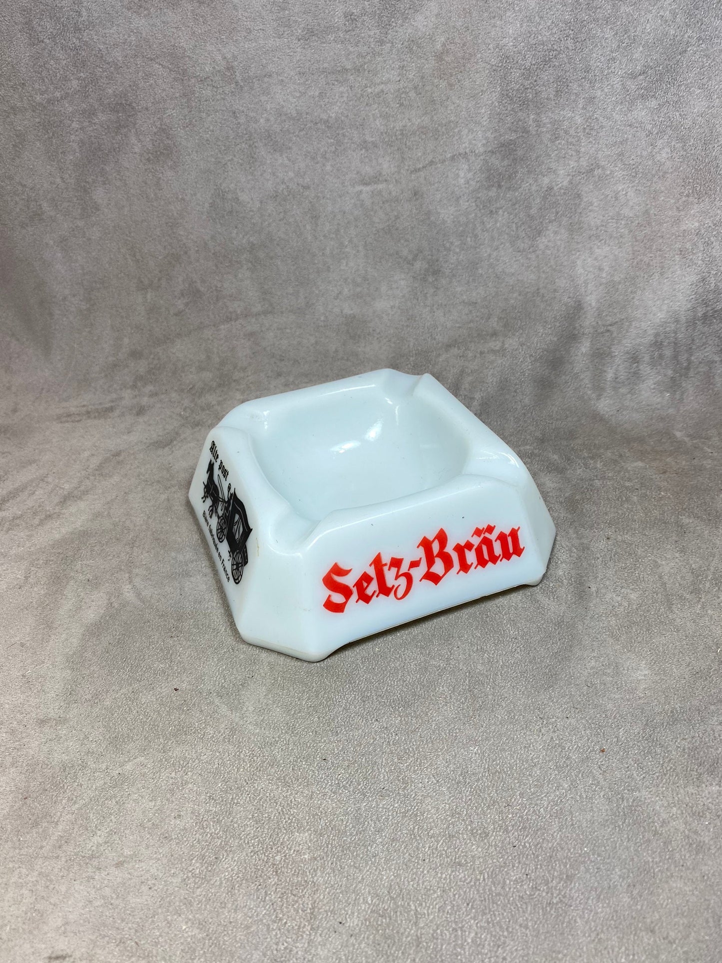 Werbeaschenbecher aus Ivorex, Setz Braü, Made in France, Vintage 1980