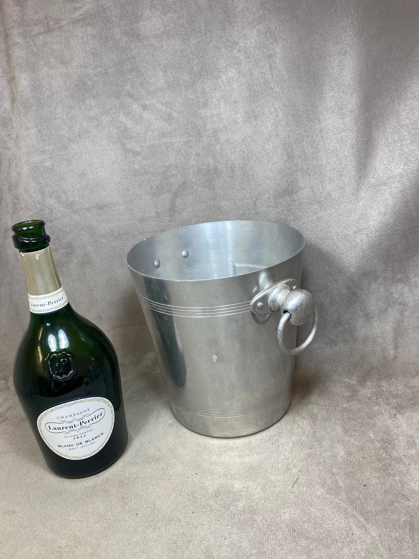 Seau à champagne en aluminium Laurent-Perrier vintage made in france Années 1970