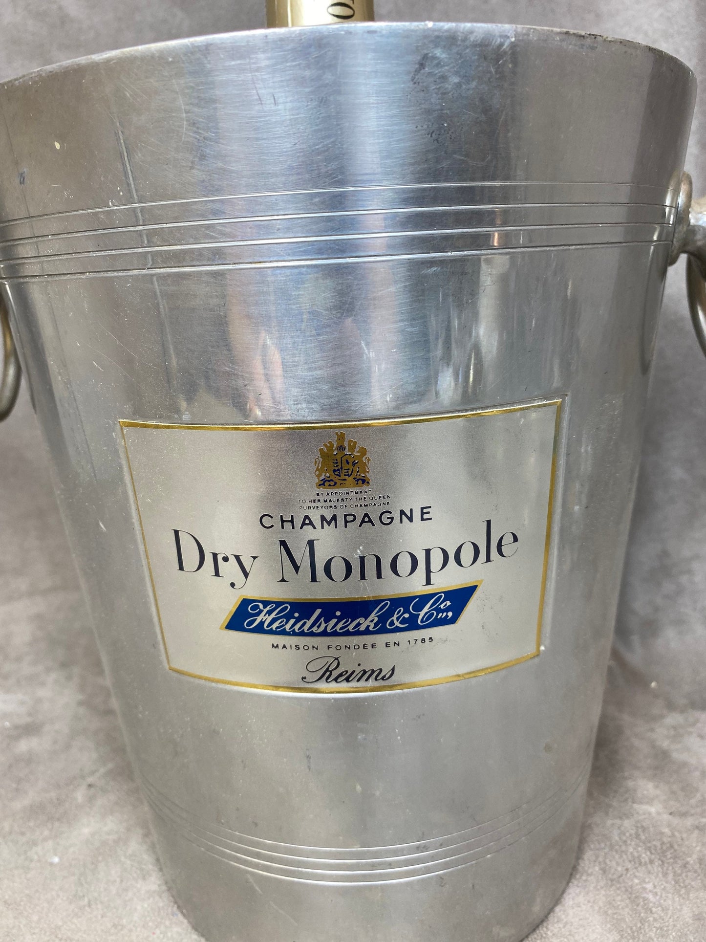 Seau à champagne pour magnum Heidsieck&Co Dry Monopole en métal vintage