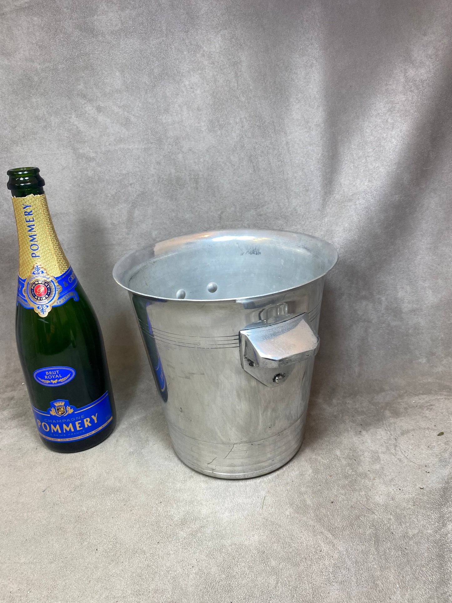 Seau à champagne Pommery&Greno en aluminium vintage Made in France