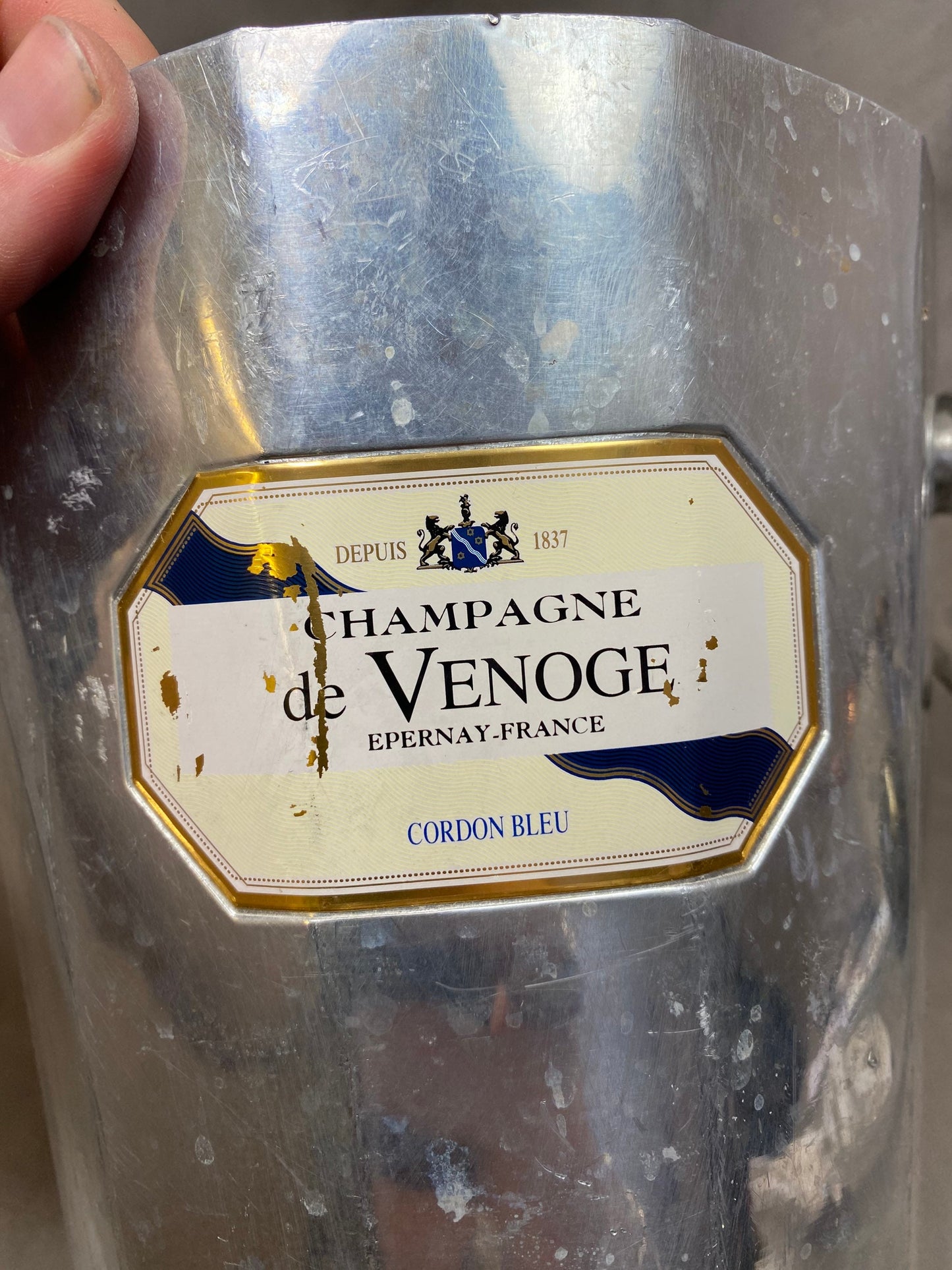 Seau à Champagne De Venoge en métal modèle Art Déco vintage Made in France Années 1970