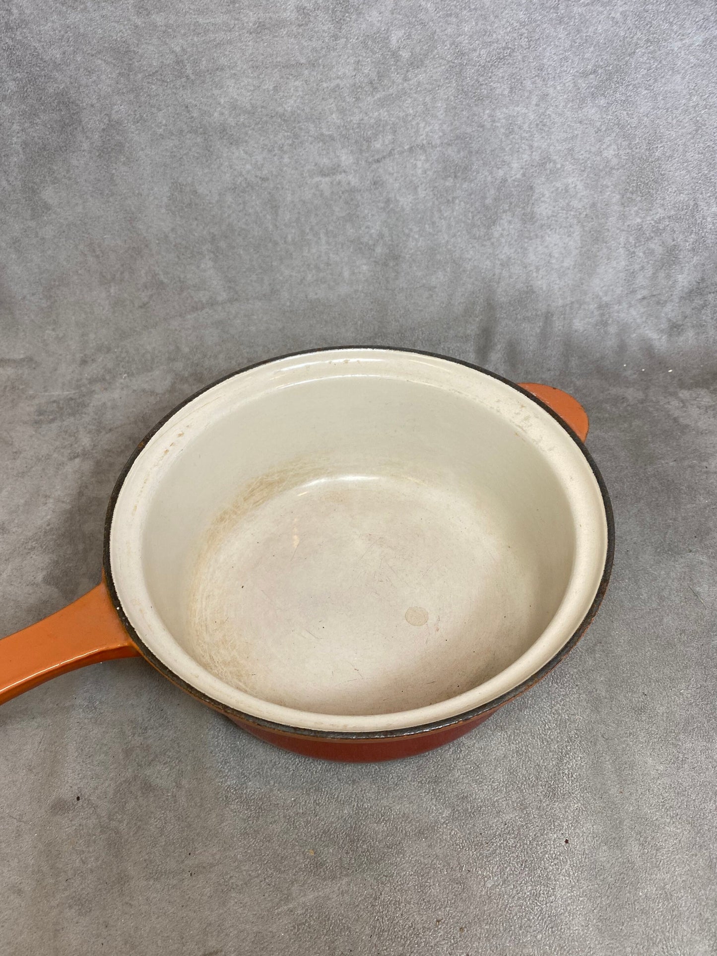 Casserole vintage Le Creuset orange en fonte émaillée Vintage made in France 1970