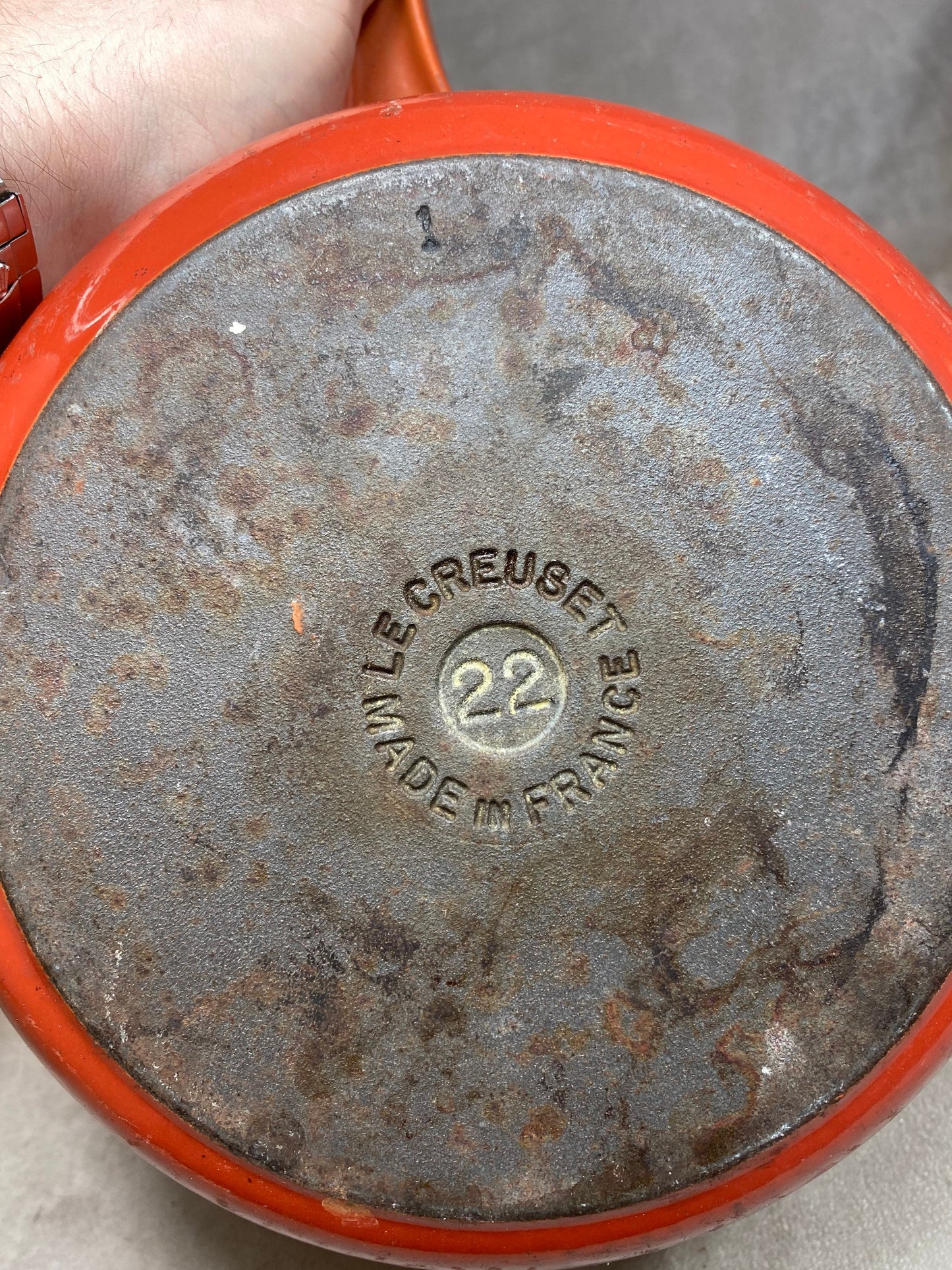 Casserole vintage Le Creuset orange en fonte émaillée Vintage made in France 1970