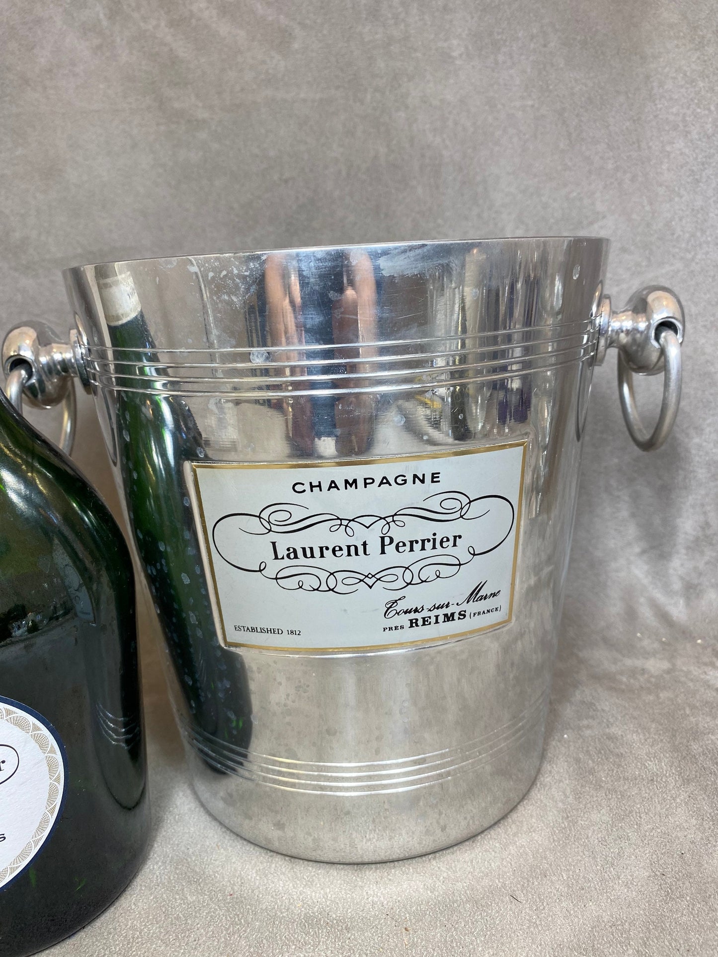 Seau à champagne en aluminium Laurent-Perrier vintage made in france Années 1970