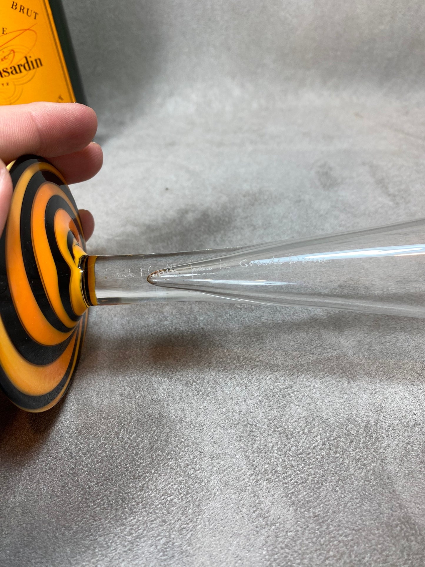 SEHR SELTEN Veuve Clicquot 2 prächtige La Grande Dame Champagnerflöten aus Muranoglas, handgefertigt von Carlo Moretti, hergestellt in Italien