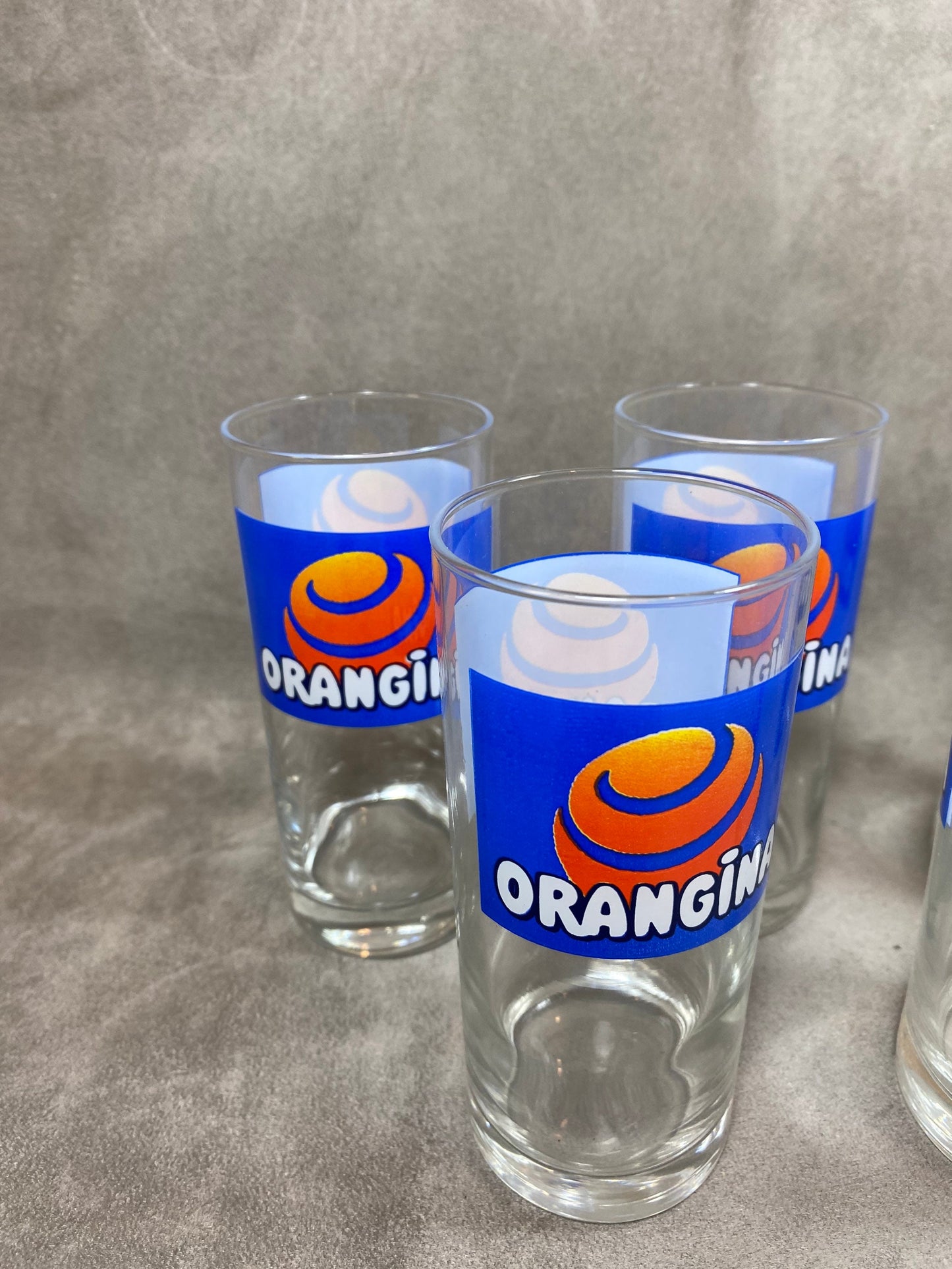 Set of 5 Orangina glasses in vintage glass Made in France