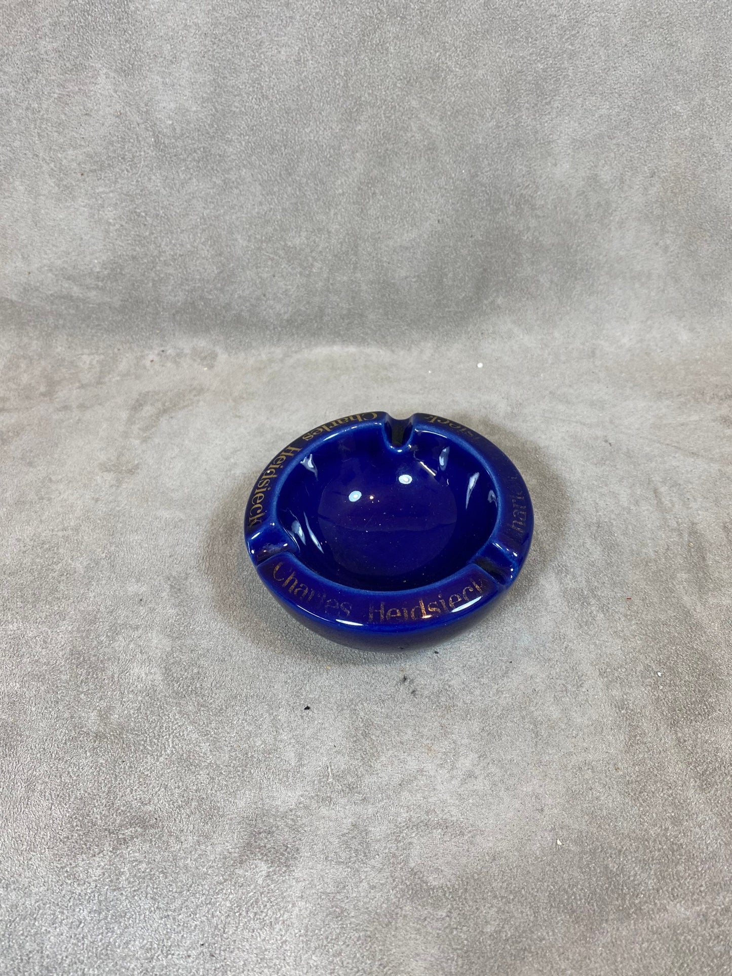 Vintage Charles Heidsieck Blue Ceramic Champagne Ashtray 1980s