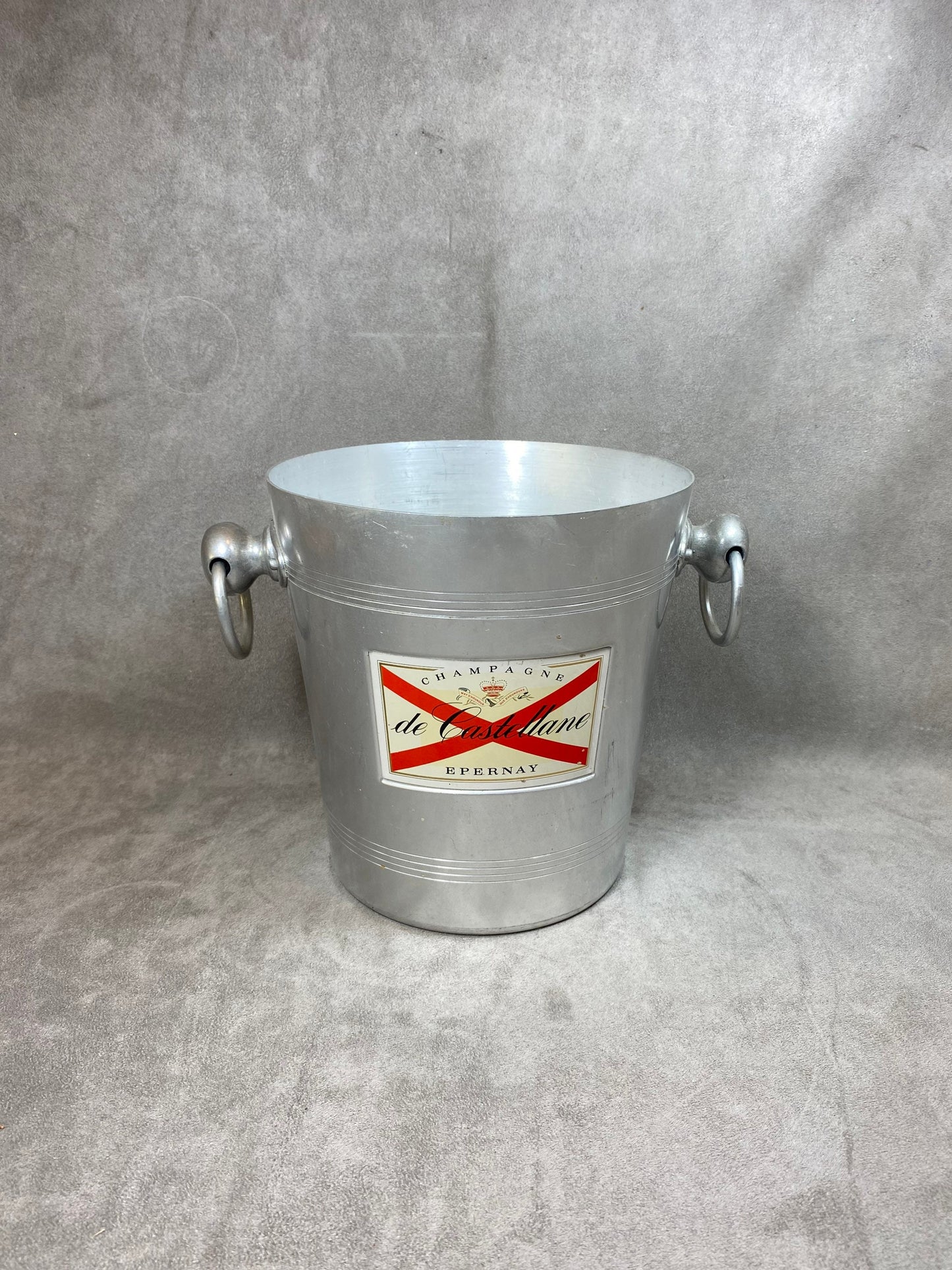 Seau à champagne De Castellane en aluminium vintage Made in France