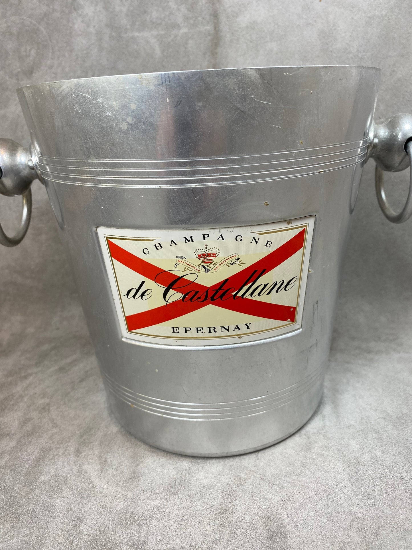 Seau à champagne De Castellane en aluminium vintage Made in France