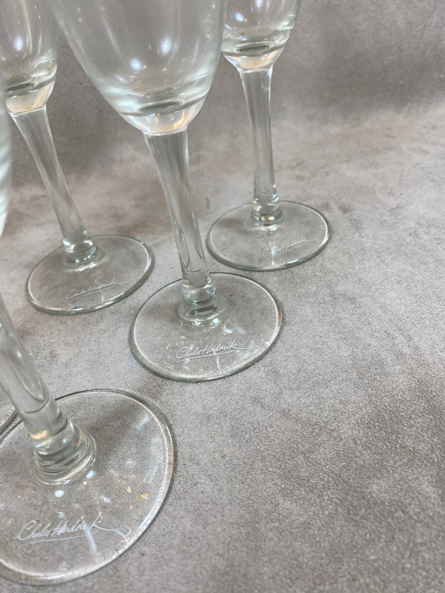 Set of 6 vintage crystal champagne flutes Charles Heidsieck 1980s