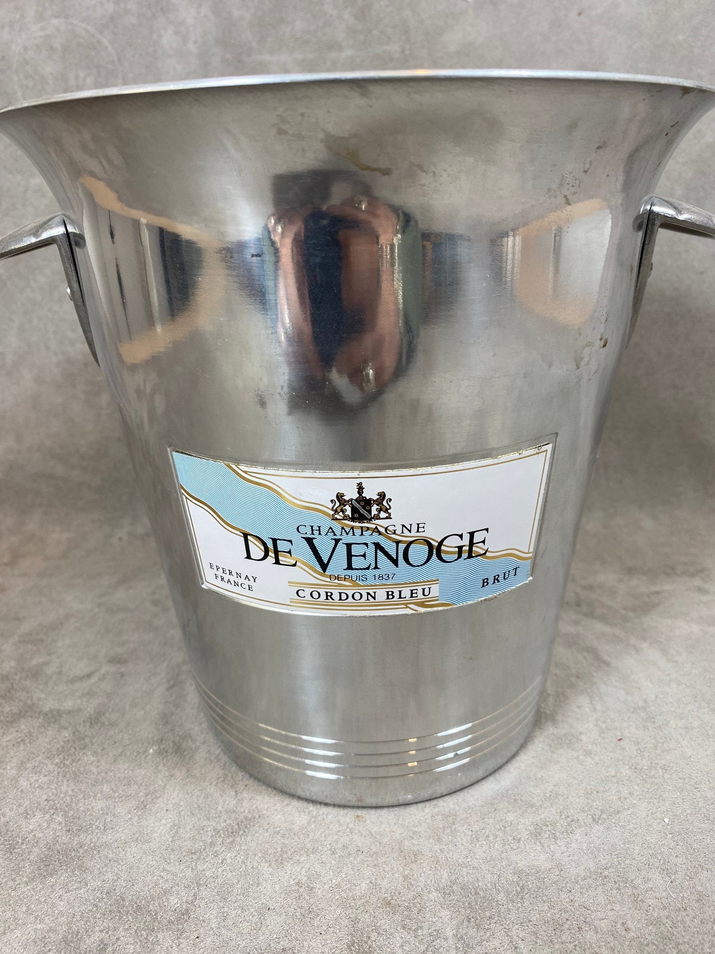 Seau à Champagne De Venoge en métal vintage Made in France Années 1970