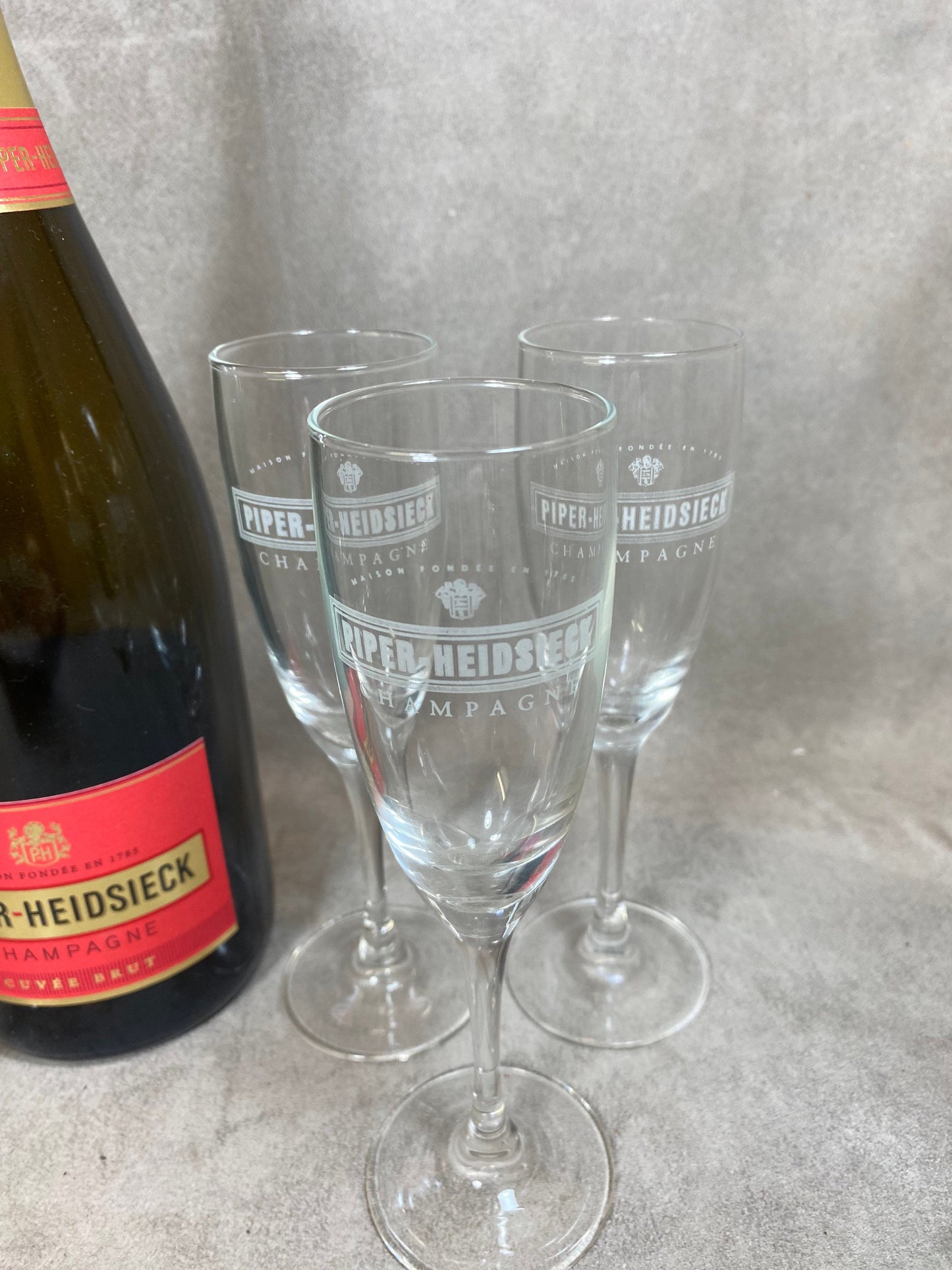 Set mit 6 Champagnerflöten aus Piper-Heidsieck-Reims-Glas, 1990er Jahre