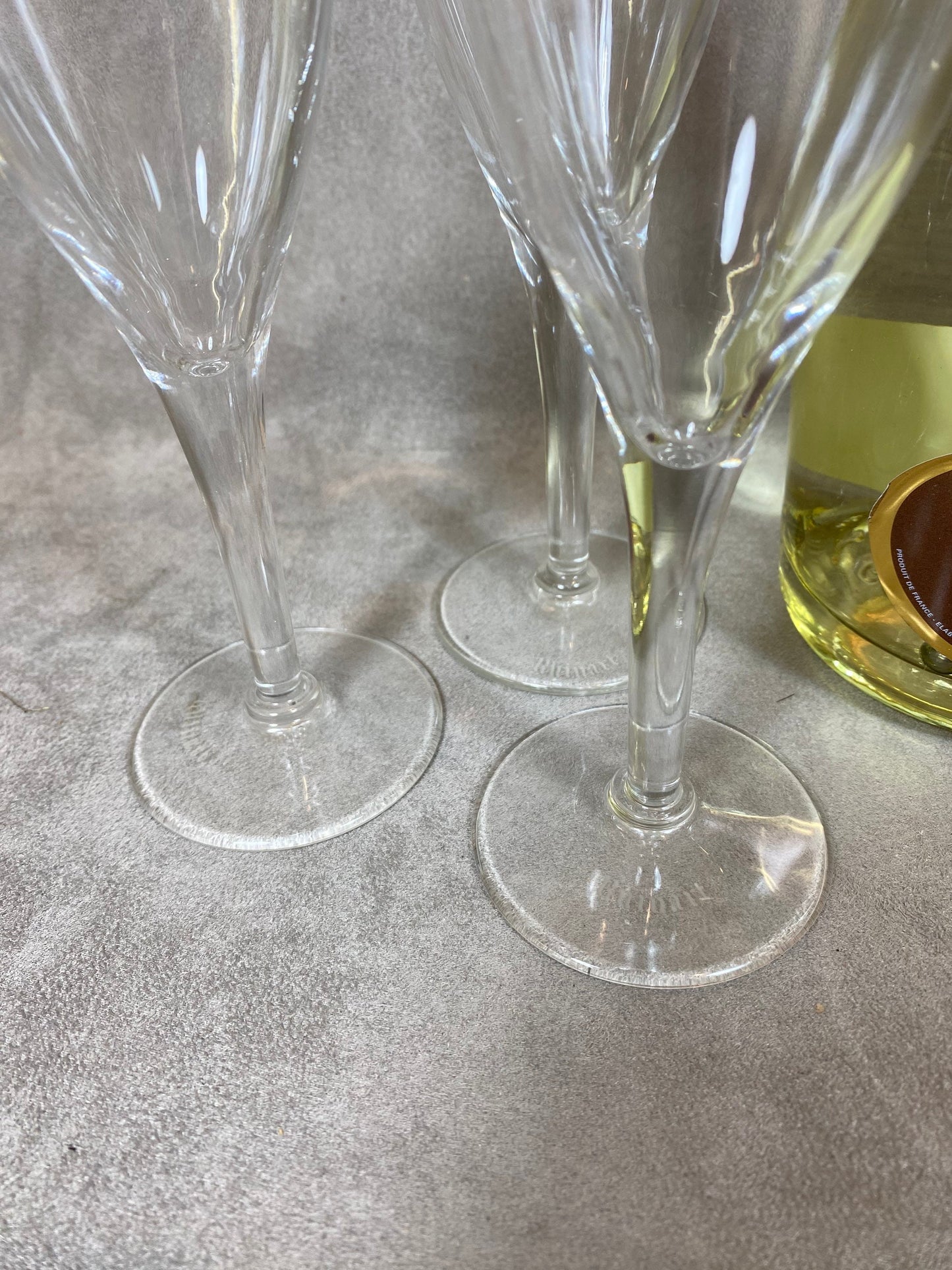 Set of 6 vintage Ruinart Reims Champagne glass flutes