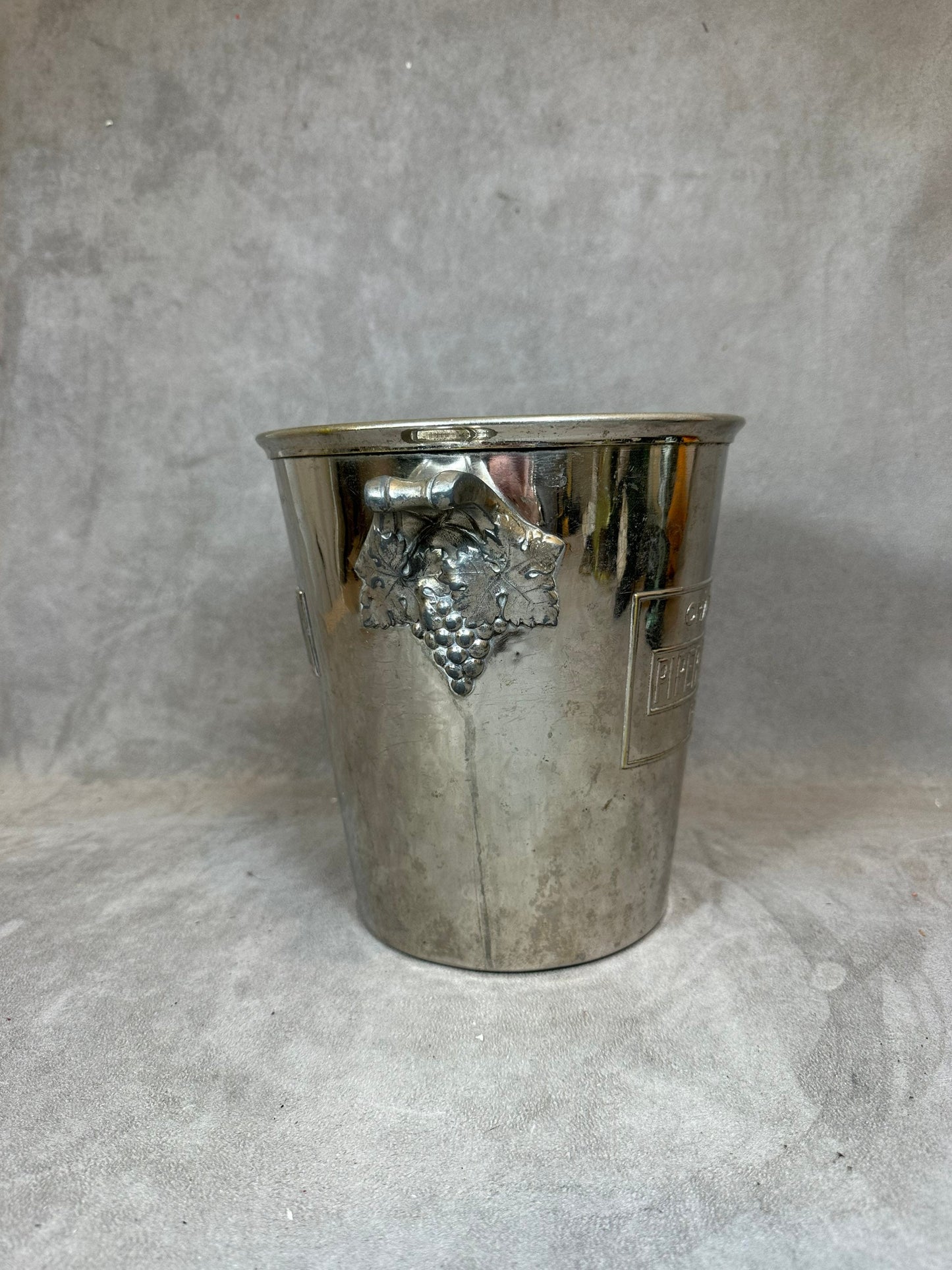VERY RARE Magnifique Seau à Champagne en métal argenté Piper-Heidsieck Reims Made in France Années 1940