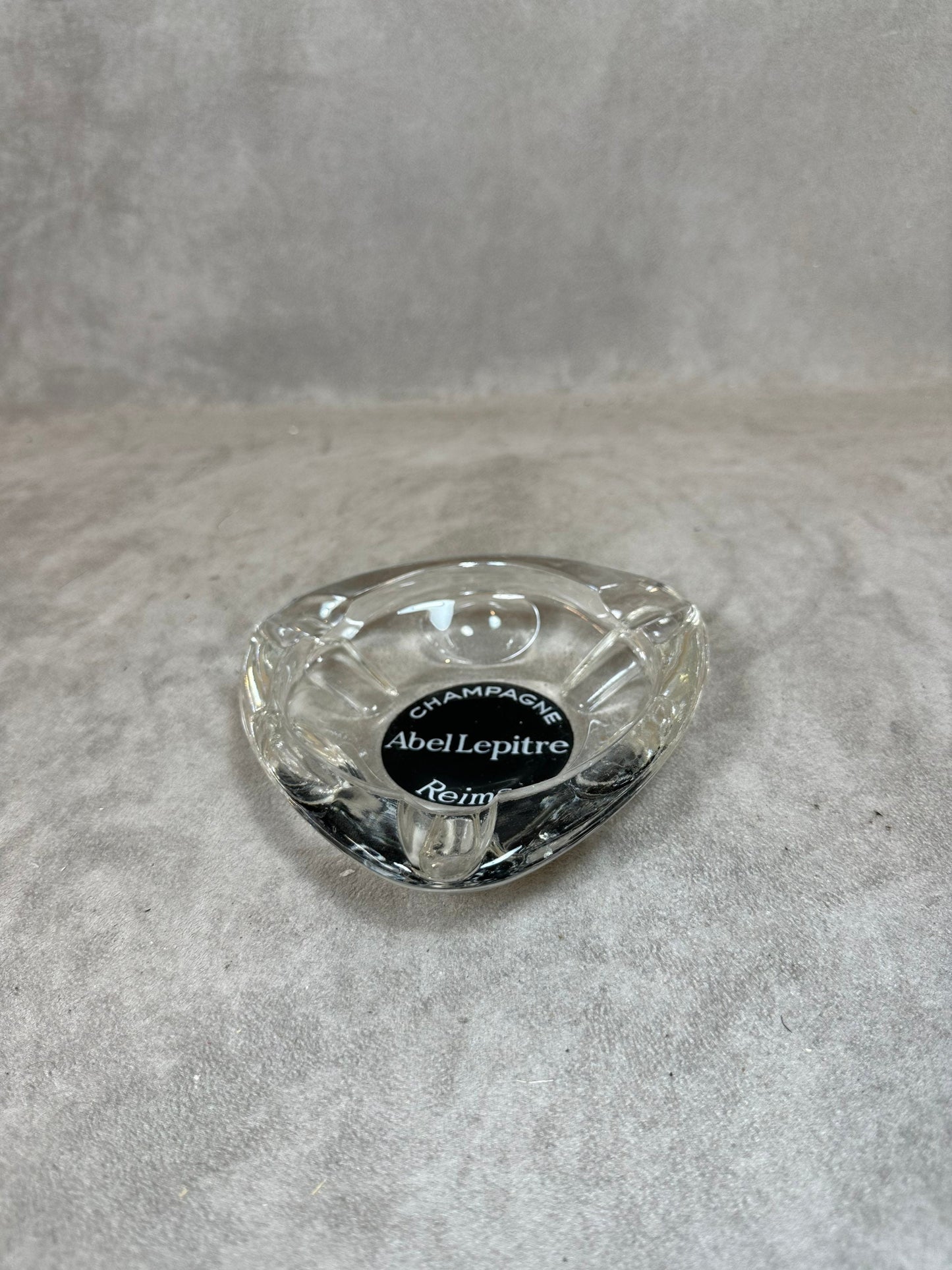 Werbeaschenbecher aus Glas, Champagner Abel Lepitre Reims, Made in France, Vintage 1980