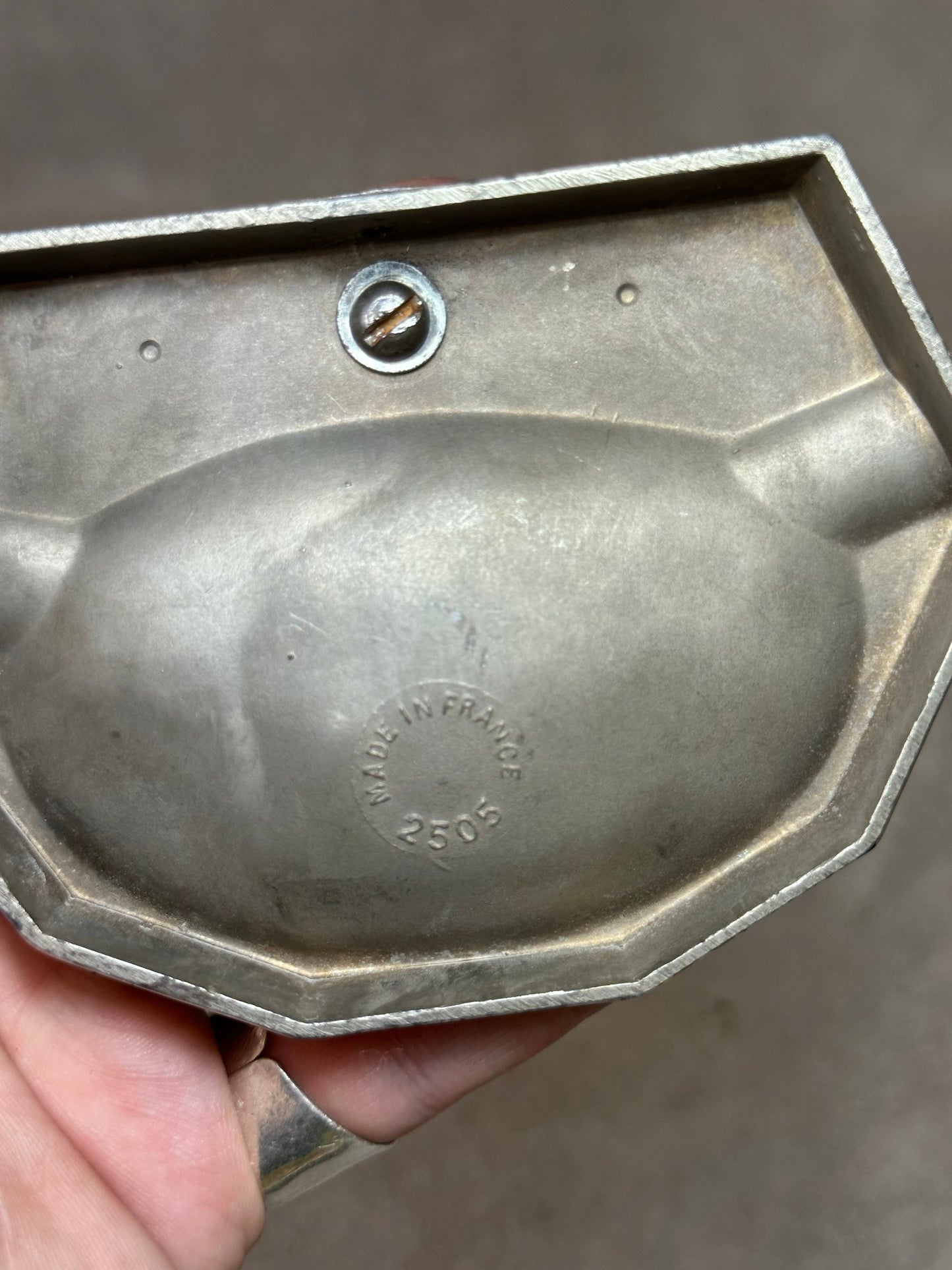 Aschenbecher aus Metall, Boot auf dem Meer, Made in France, Vintage 1970