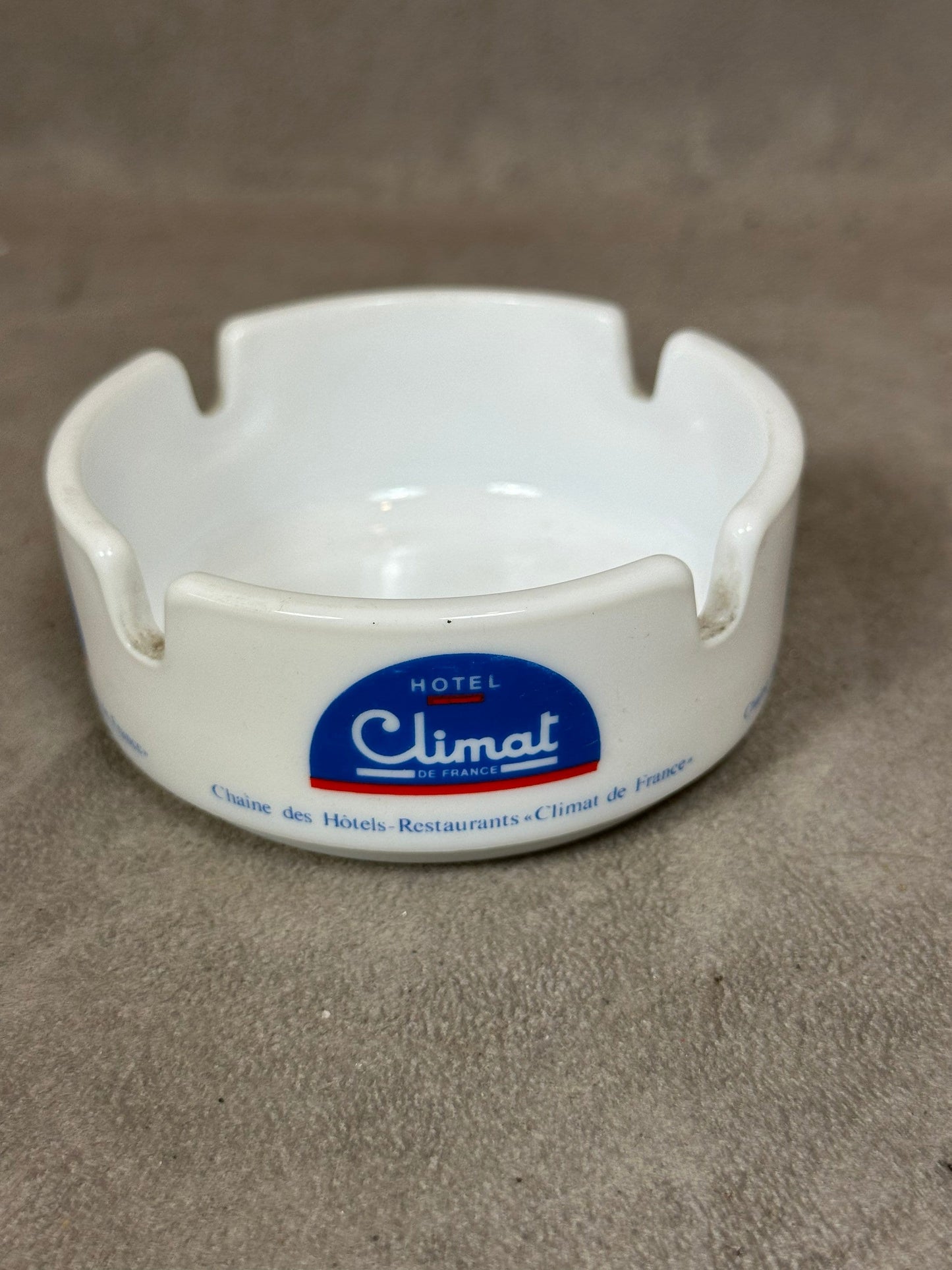 Werbeaschenbecher aus Glas, Hotelrestaurants Climat de France, Made in France, Vintage 1980