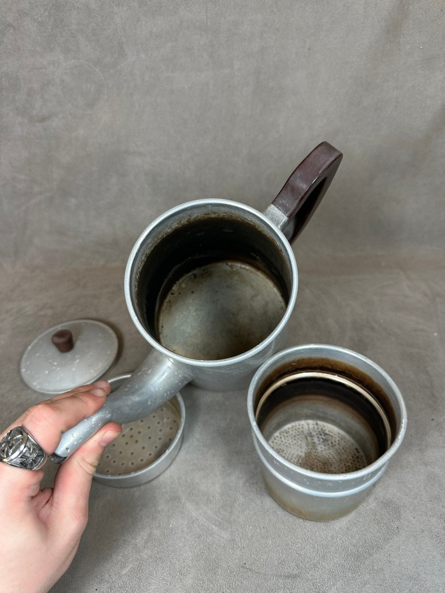 Vintage TOURNUS aluminum coffee maker Made in France 1950