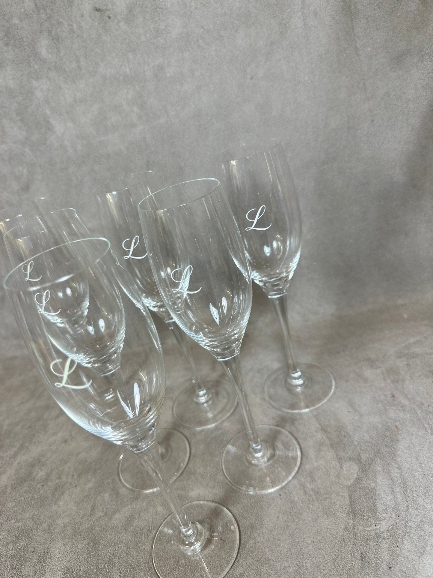 6 Flûtes Reims Champagne Lanson vintage en cristal