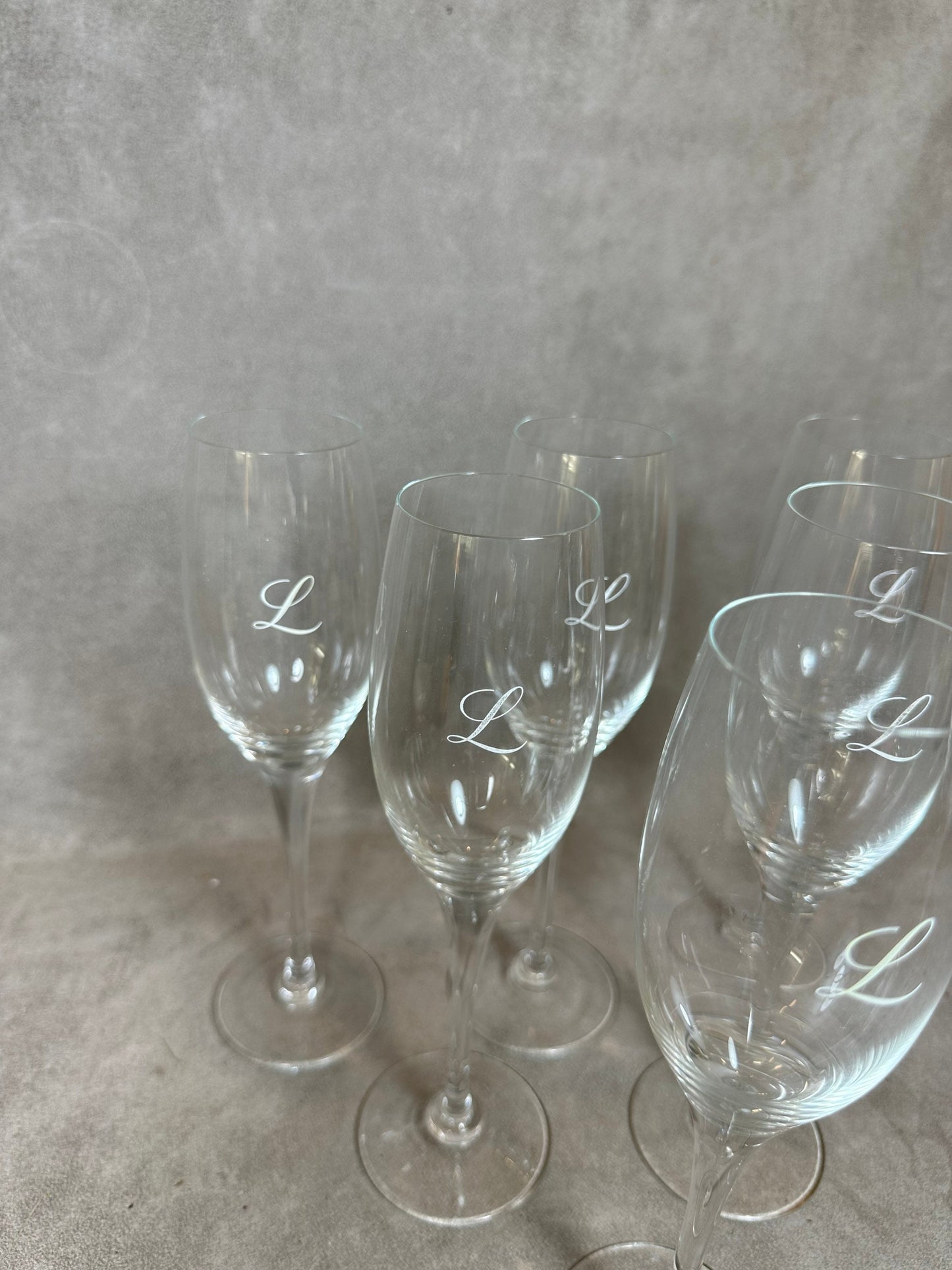 6 Flûtes Reims Champagne Lanson vintage en cristal