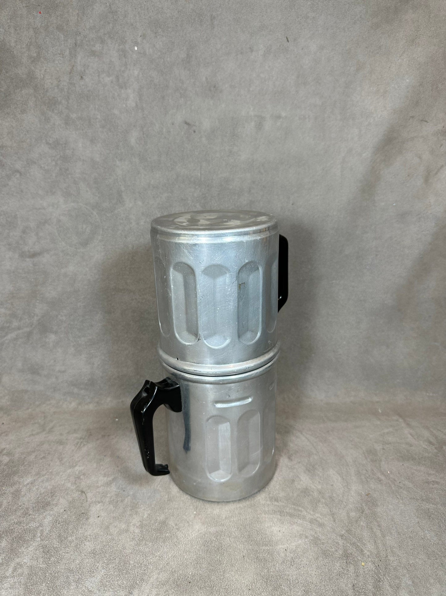 Vintage two-part double coffee maker in aluminum Made in France