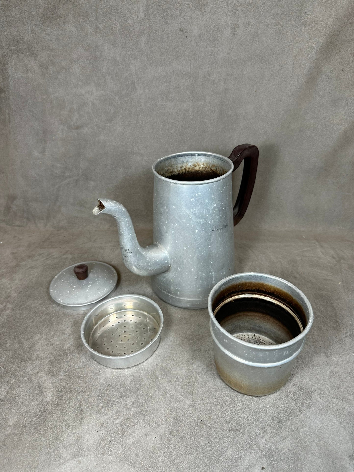 Vintage TOURNUS aluminum coffee maker Made in France 1950