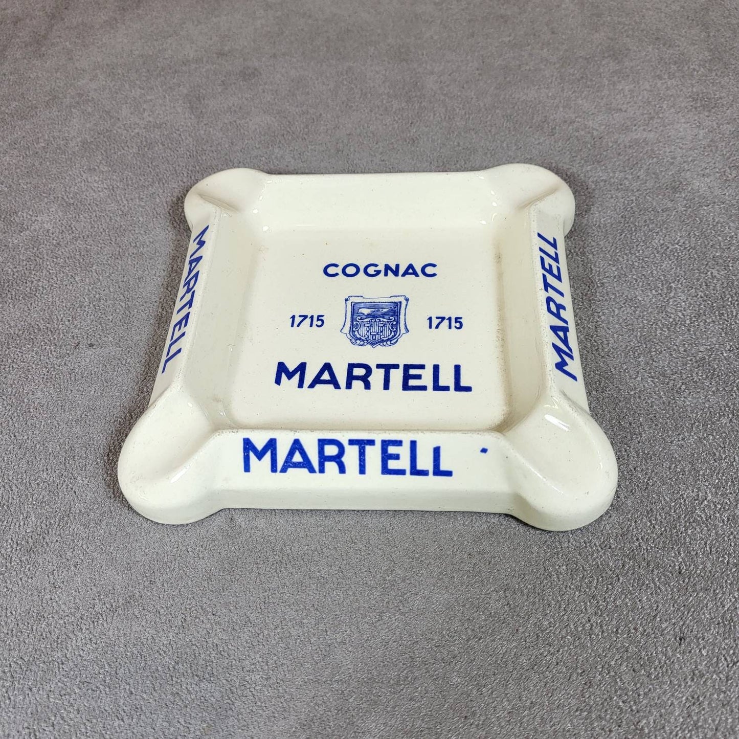 Digoin earthenware ashtray for Cognac Martell vintage Made in France