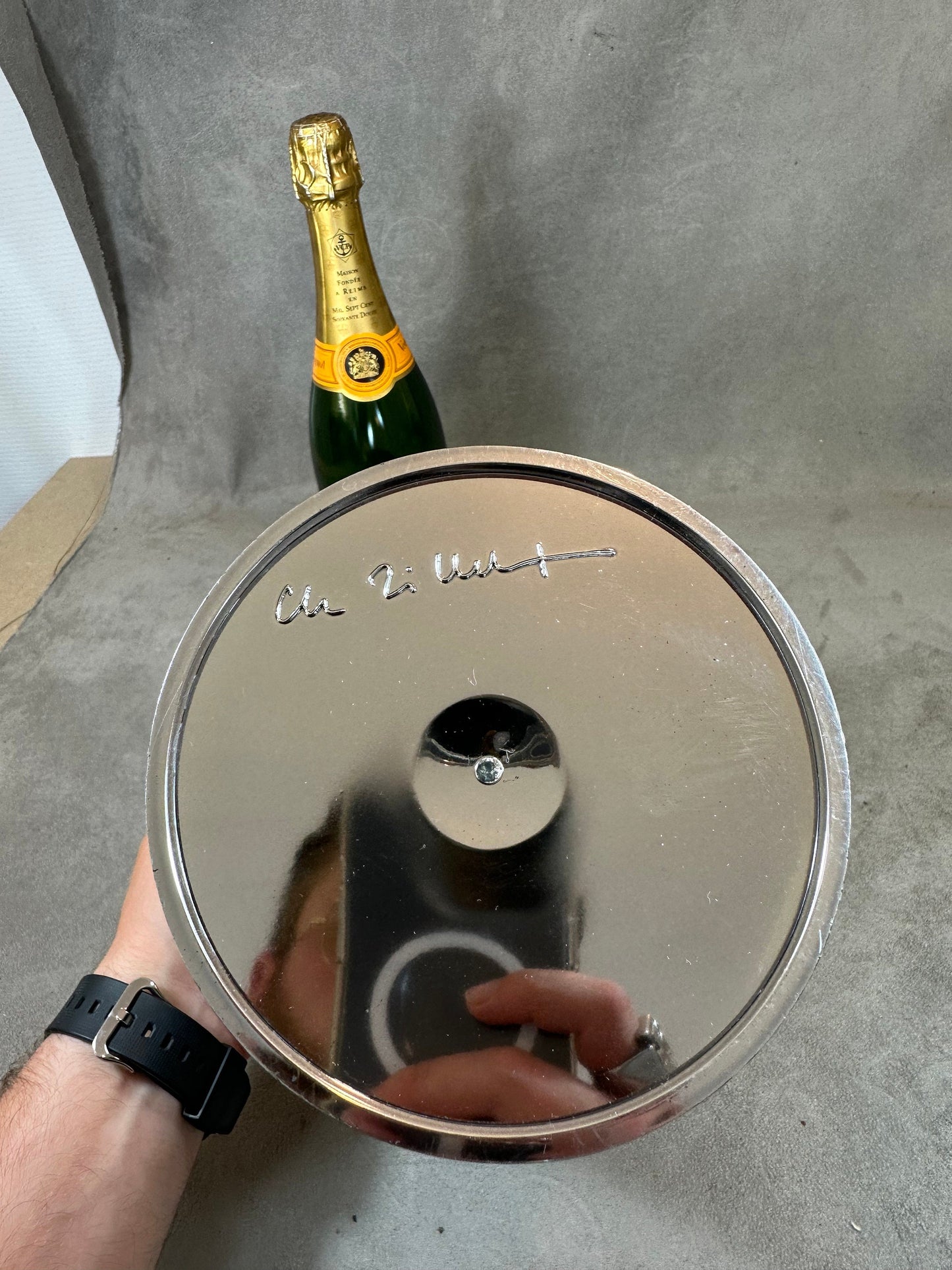Veuve Clicquot seau La Grande Dame seau acrylique miroir Christophe Pillet pour bouteille de champagne Champagne Made in France