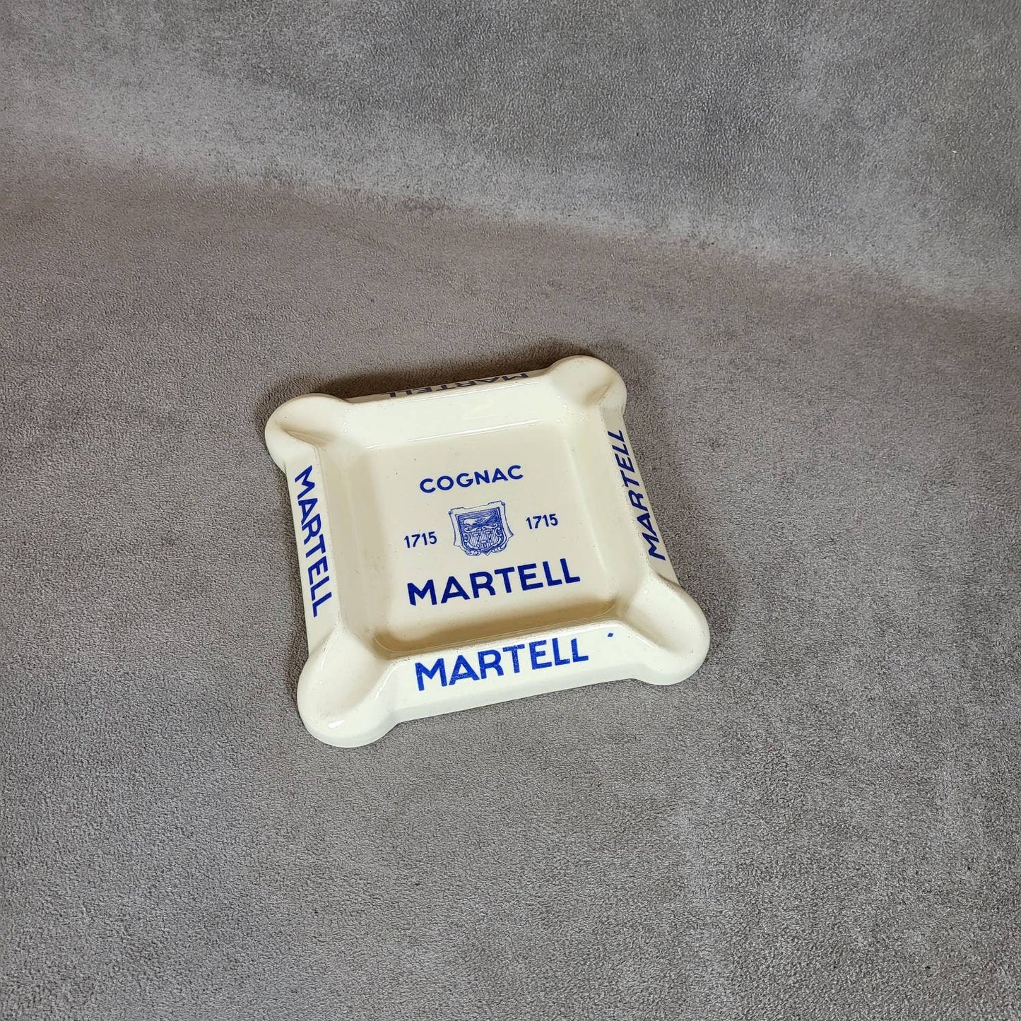 Digoin earthenware ashtray for Cognac Martell vintage Made in France