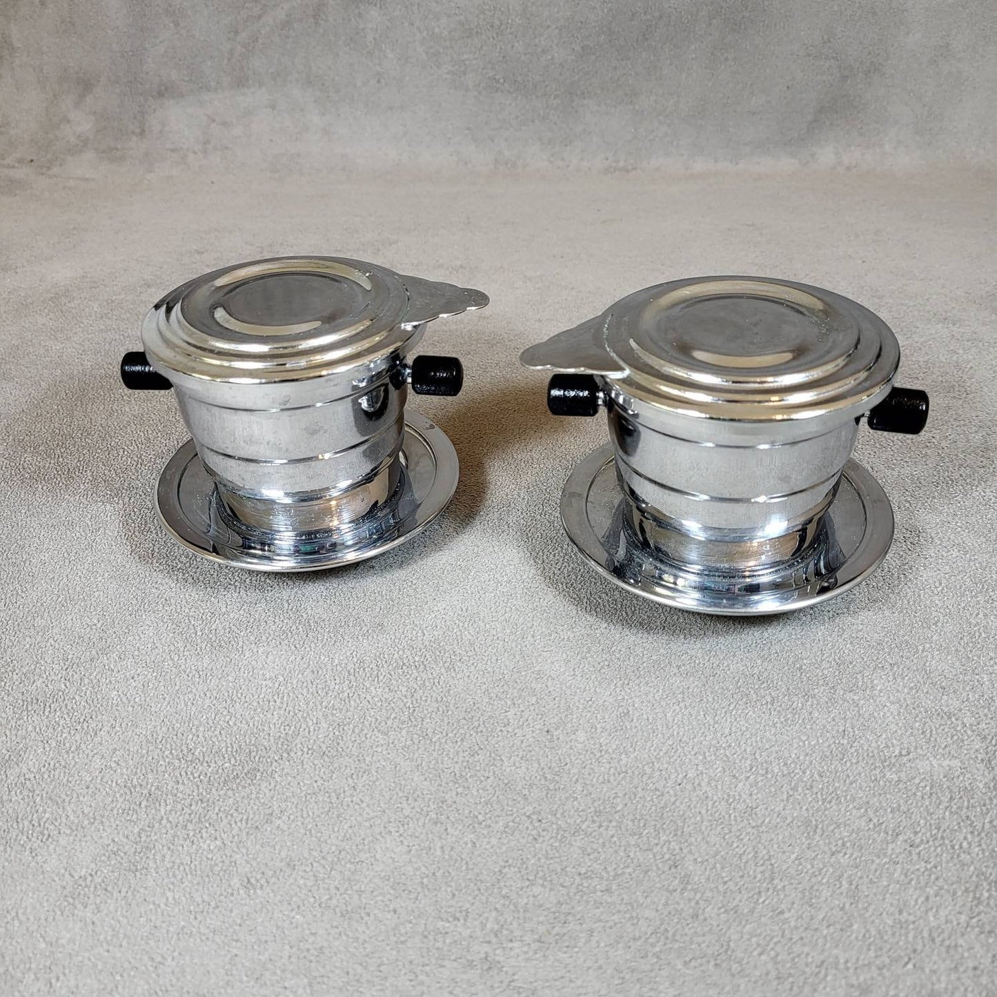 Set of 2 vintage solid stainless steel coffee filters Made in France 1970